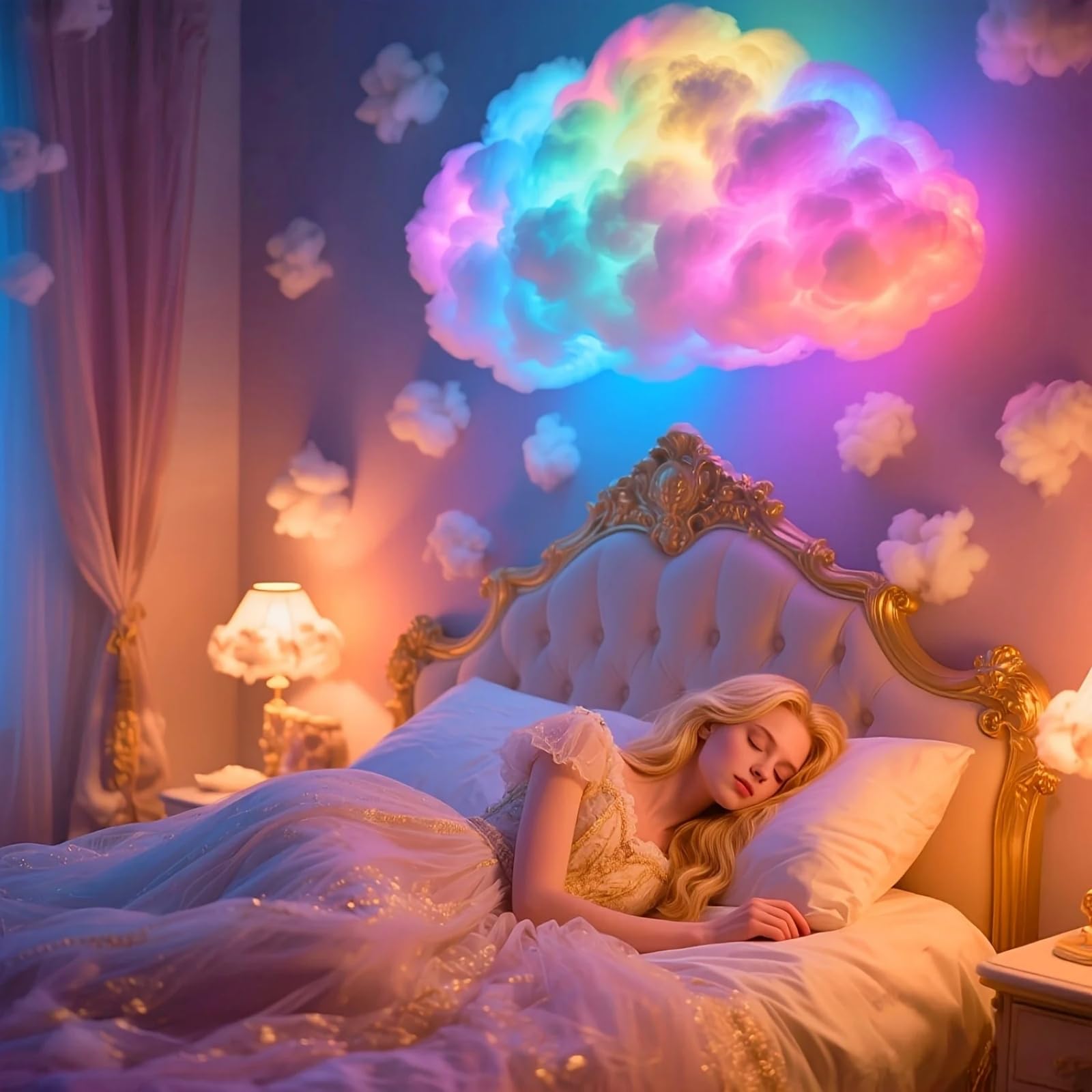 Lampada LED 3D USB Thunder Cloud con Illuminazione Musicale d ' Atmosfera per la Camera da Letto, Decorazione per Feste, luci per Feste