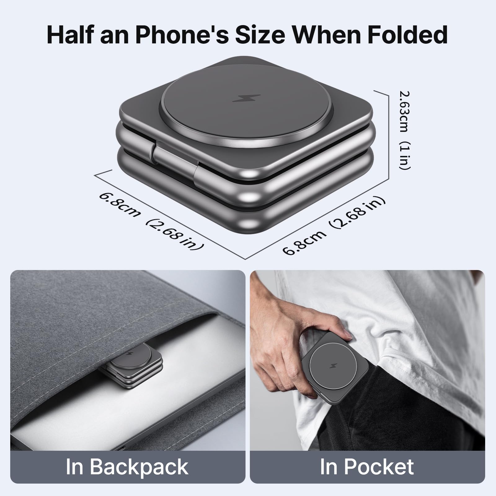 KU XIU Kabelloses Ladegerät für Samsung, Aluminiumlegierung, faltbar, 3-in-1, kabellose Ladestation für Samsung Galaxy S25 Ultra S24 S23 S22 Note Z Fold Flip/Buds, Schnellladegerät für Galaxy Watch