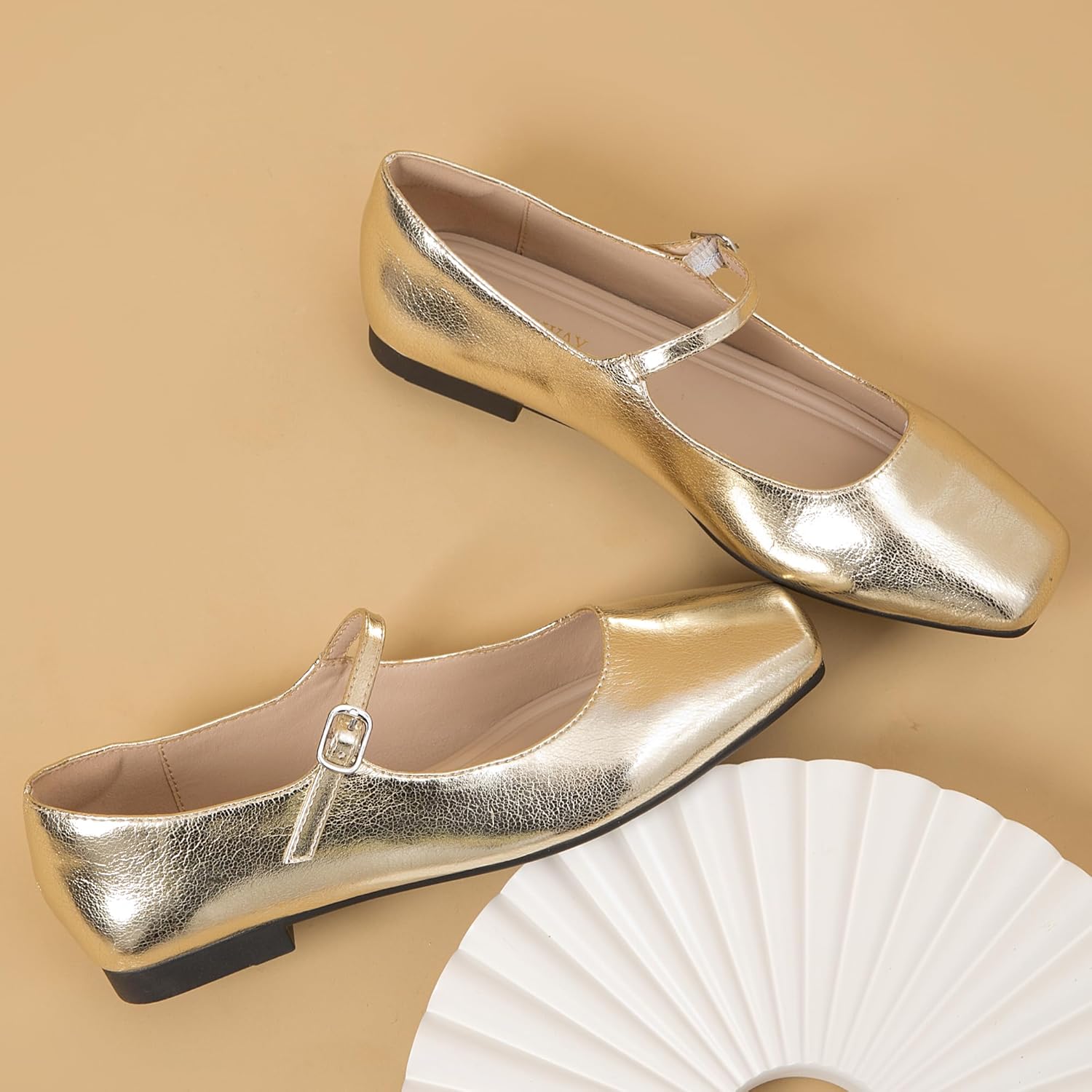 WONDERWAY Women Mary Jane Shoes,Slip On Ankle Strap Dress Flat Shoes