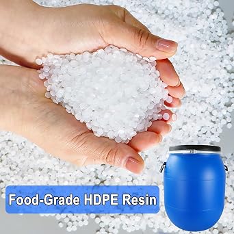 Food Grade Plastic Barrel with Air Tight Lid & Metal Lever-Lock Thickened Emergency Water Storage Barrel with Handle Blue Shipping Barrels for Home Factory Restaurant(50L)