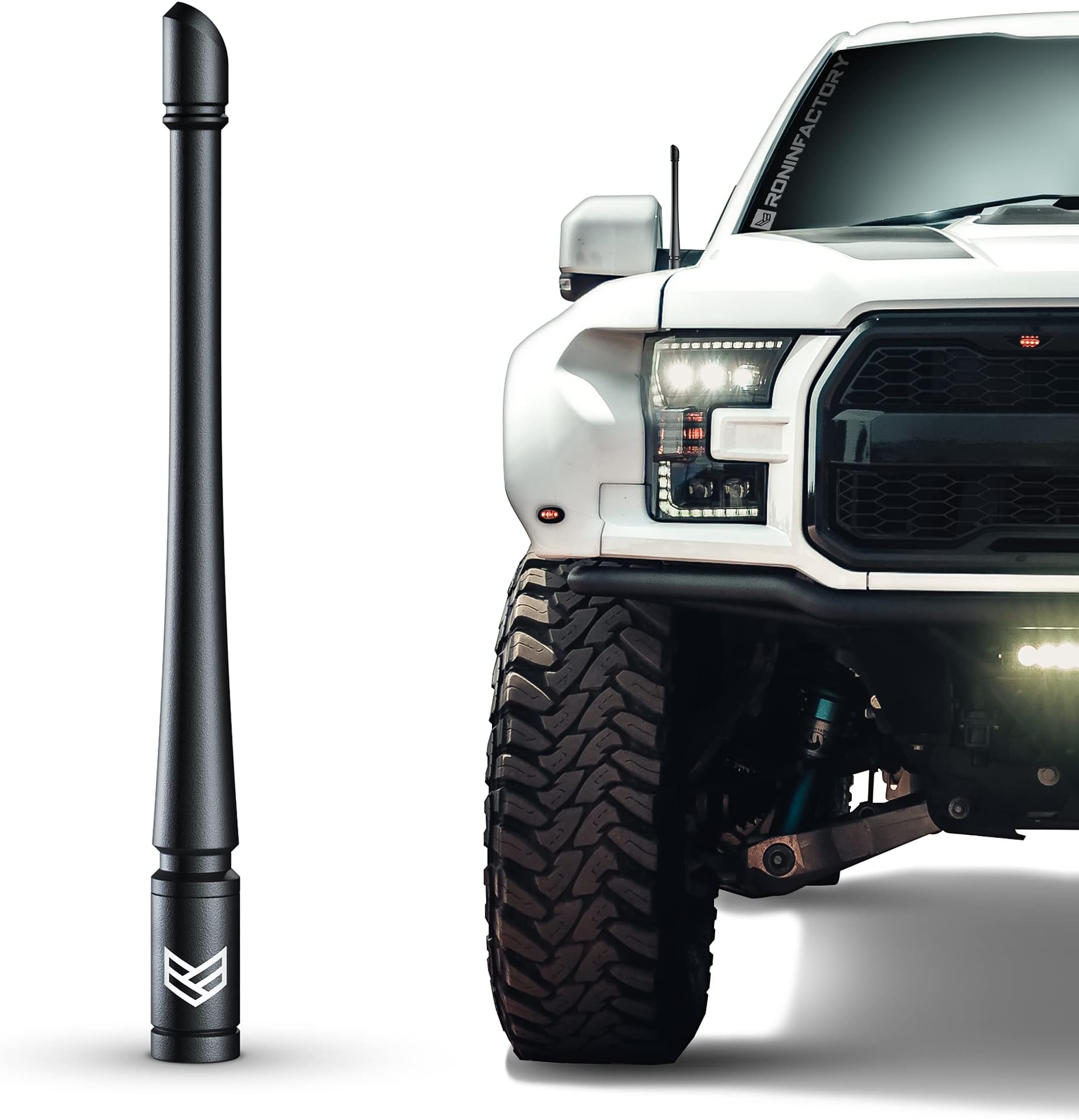 Kit Antenne Courte Aluminium 5,5 Pouces Pour Ford F150 F250 - Style Stubby Blanc - VMS Racing