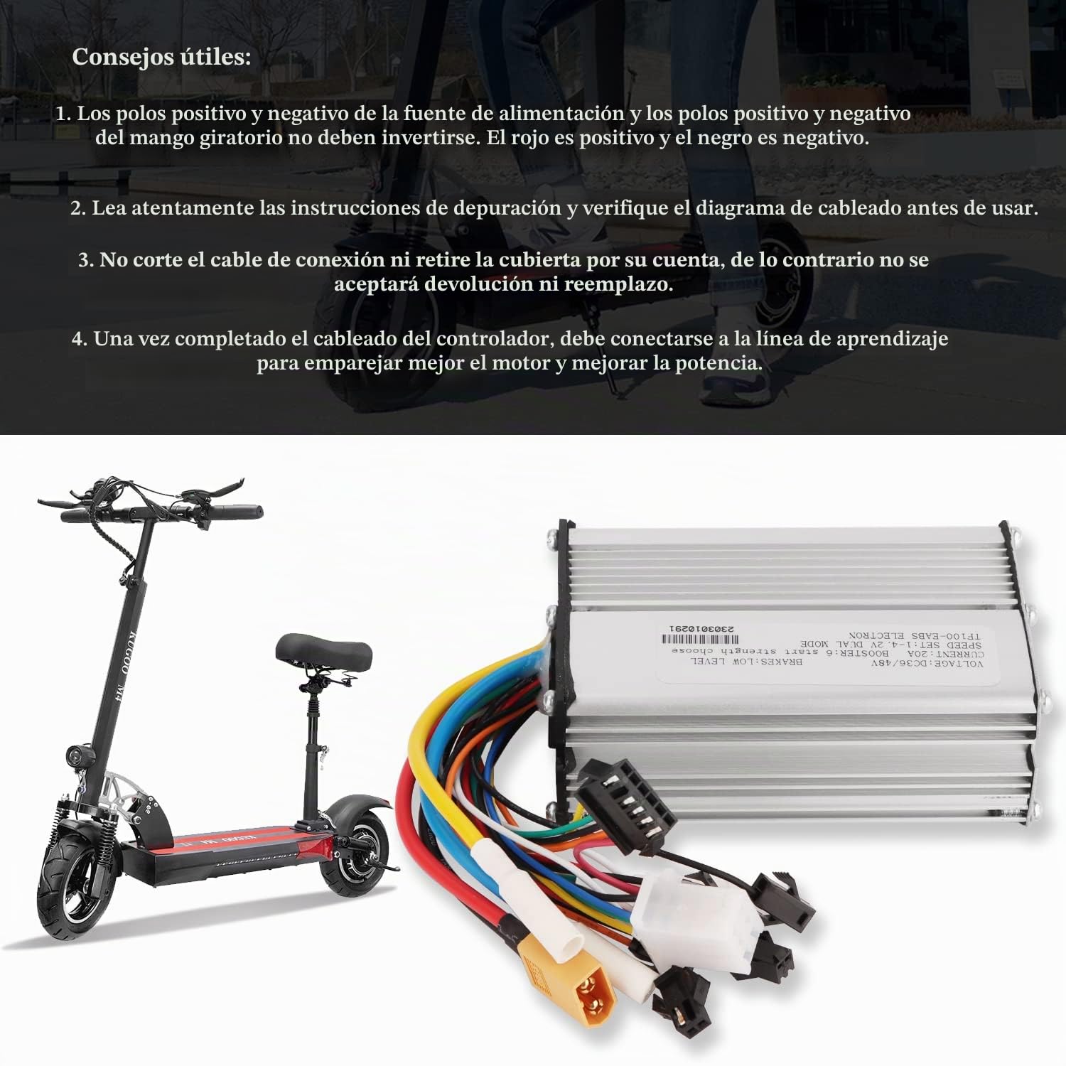 Scooter Controller Motor Brushless Controller 48V 20A Compatible con KUGOO M4 2 Wheeled Scooter
