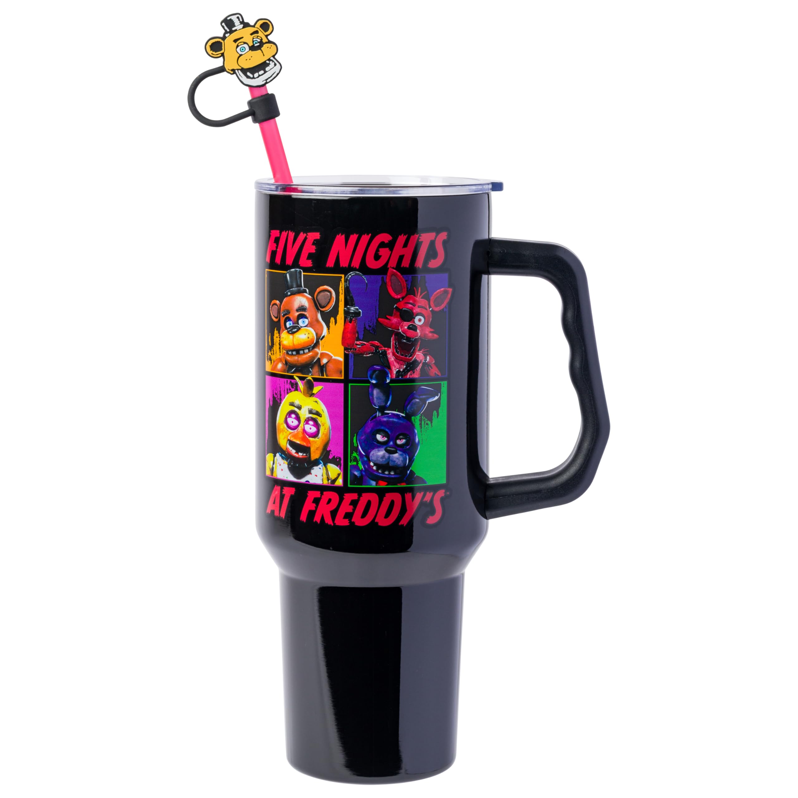 Silver Buffalo Five Nights at Freddy's, Stainless Steel Tumbler, 40oz | Straw Cover Cap,…