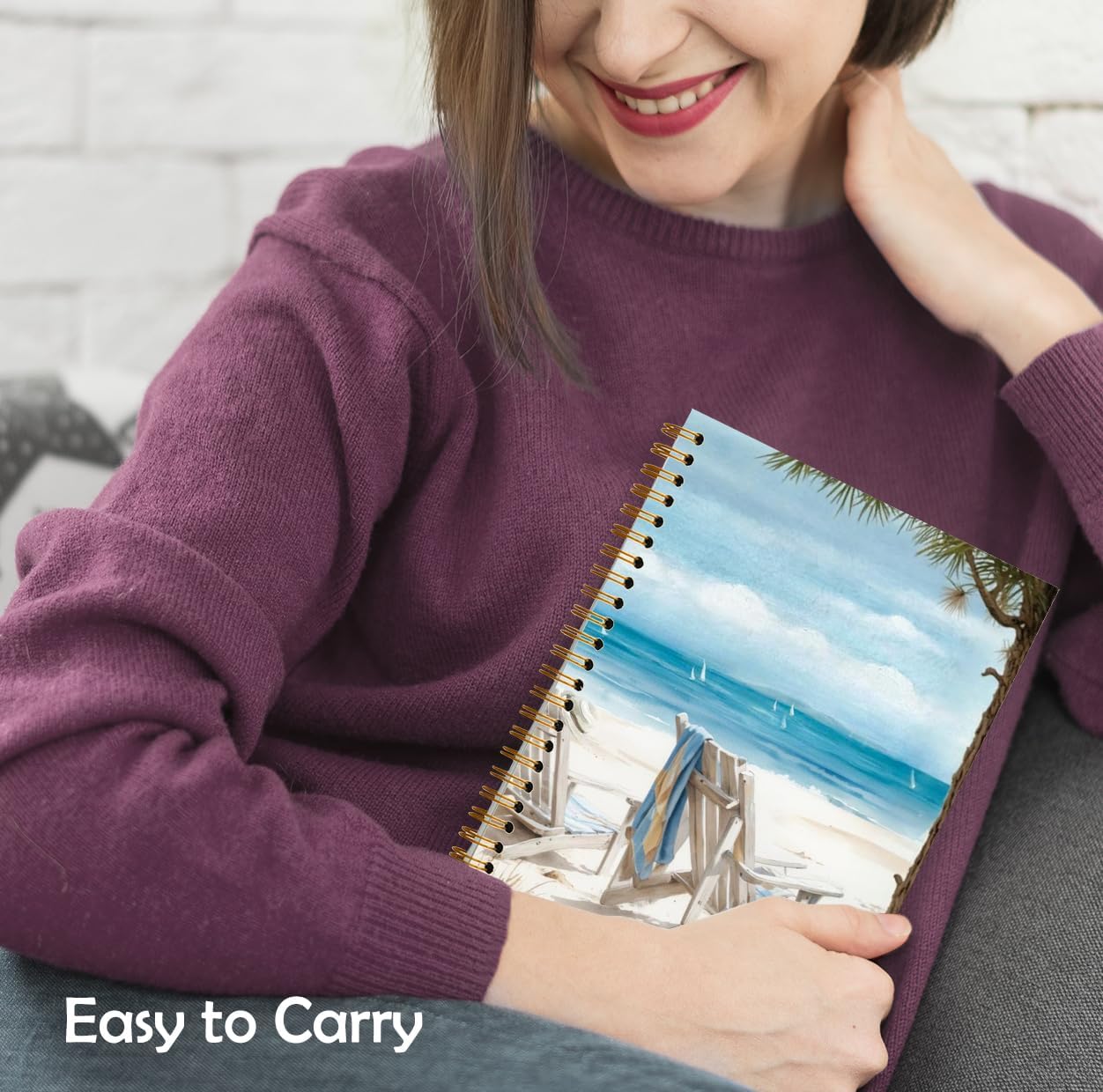 Coastal Beach Notebook, Tropical Beachy Journal, Blue Ocean Aesthetic Journal, Gifts for Beach Lovers, Nautical Ocean Hardcover Spiral Notebooks, 5.5x8.3 Inch - Image 5