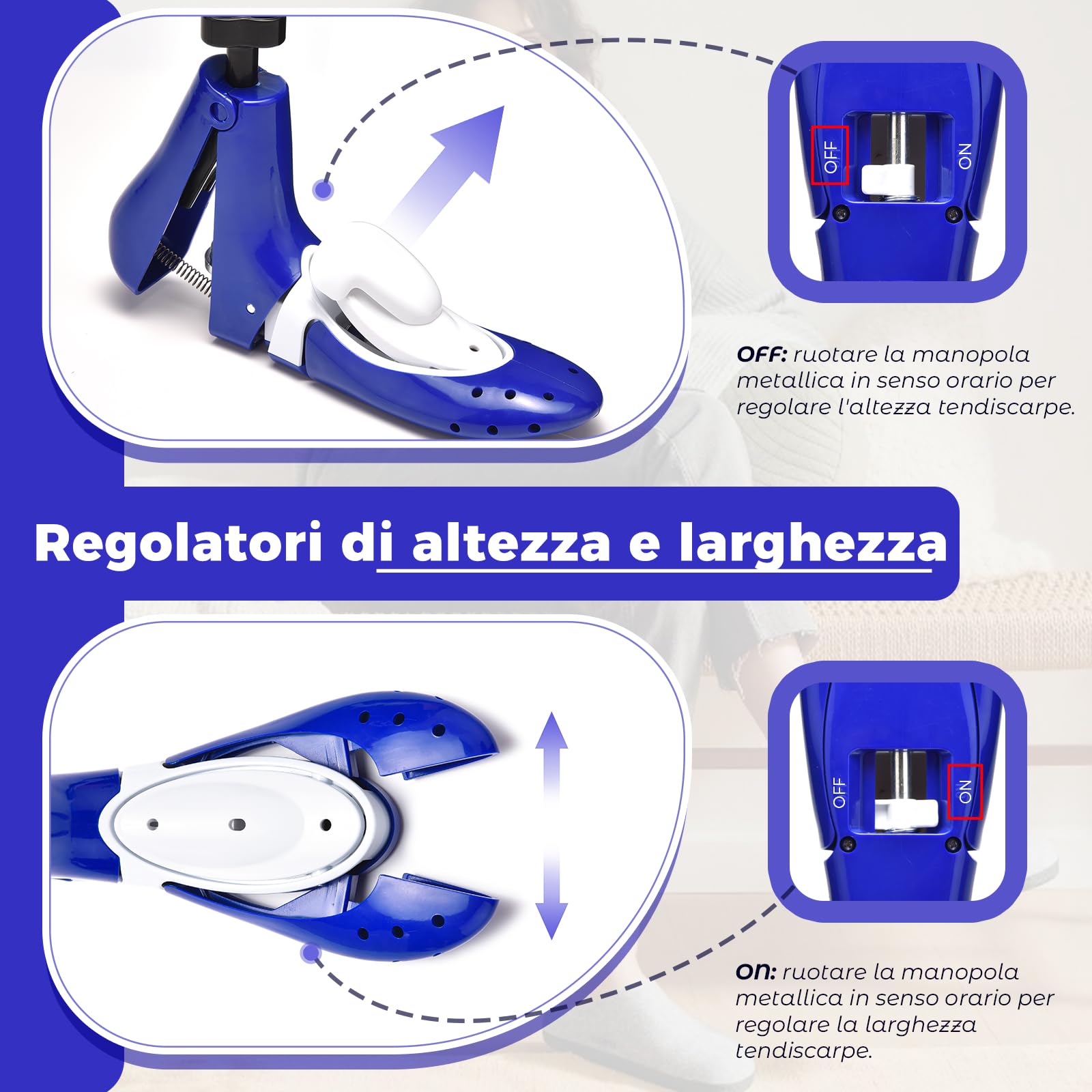 Tenditore per scarpe da uomo e da donna, regolabile in 3 vie, lunghezza e larghezza, per scarpe troppo strette, estensore per scarpe da ginnastica, stivali da trekking