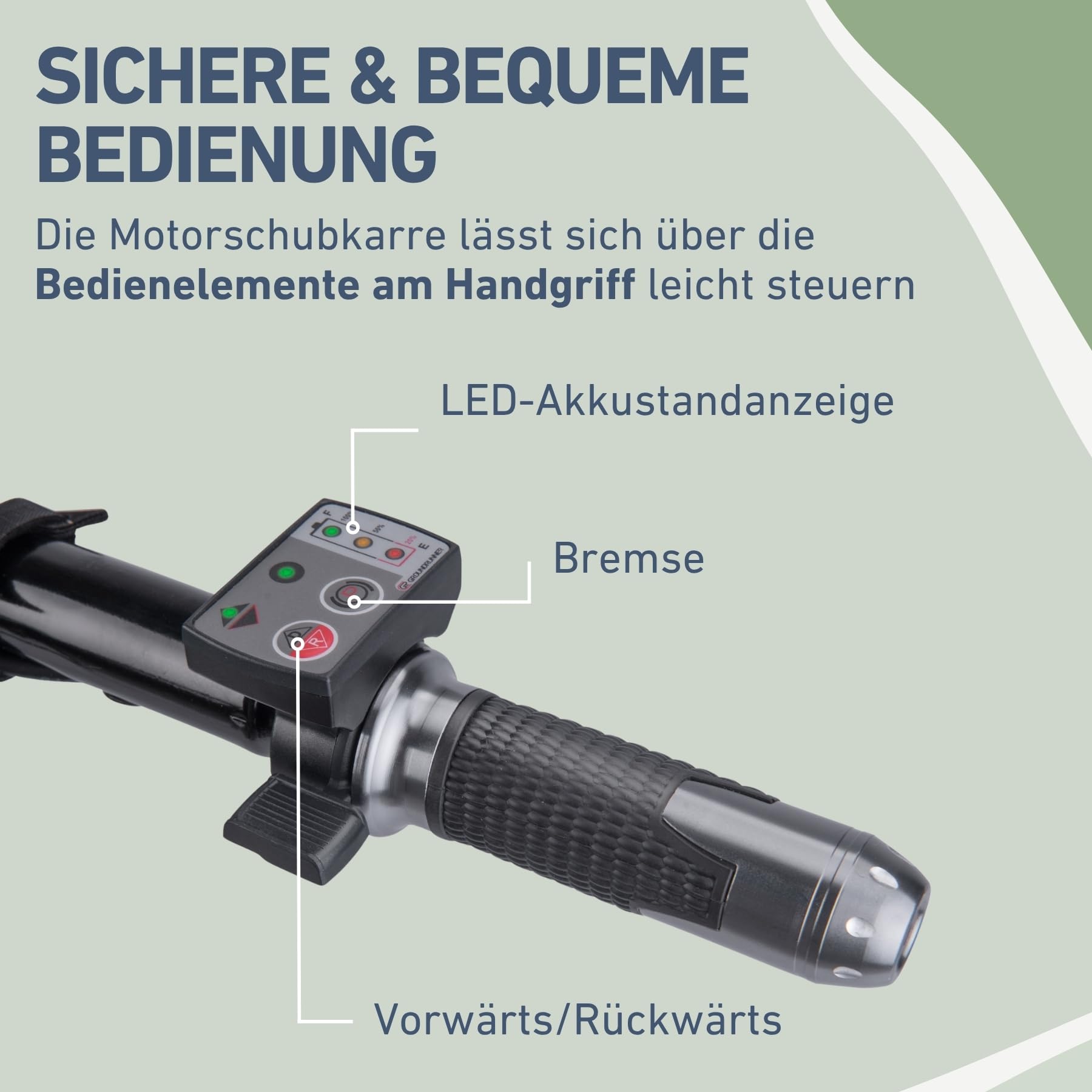 Extol Craft elektrische Schubkarre mit Akku, 500 W, 80 L Mulde & 150 kg Traglast, leistungsfähige Motorschubkarre, Offroad-taugliche Akkuschubkarre, mit Zwei 12V Blei Batterien