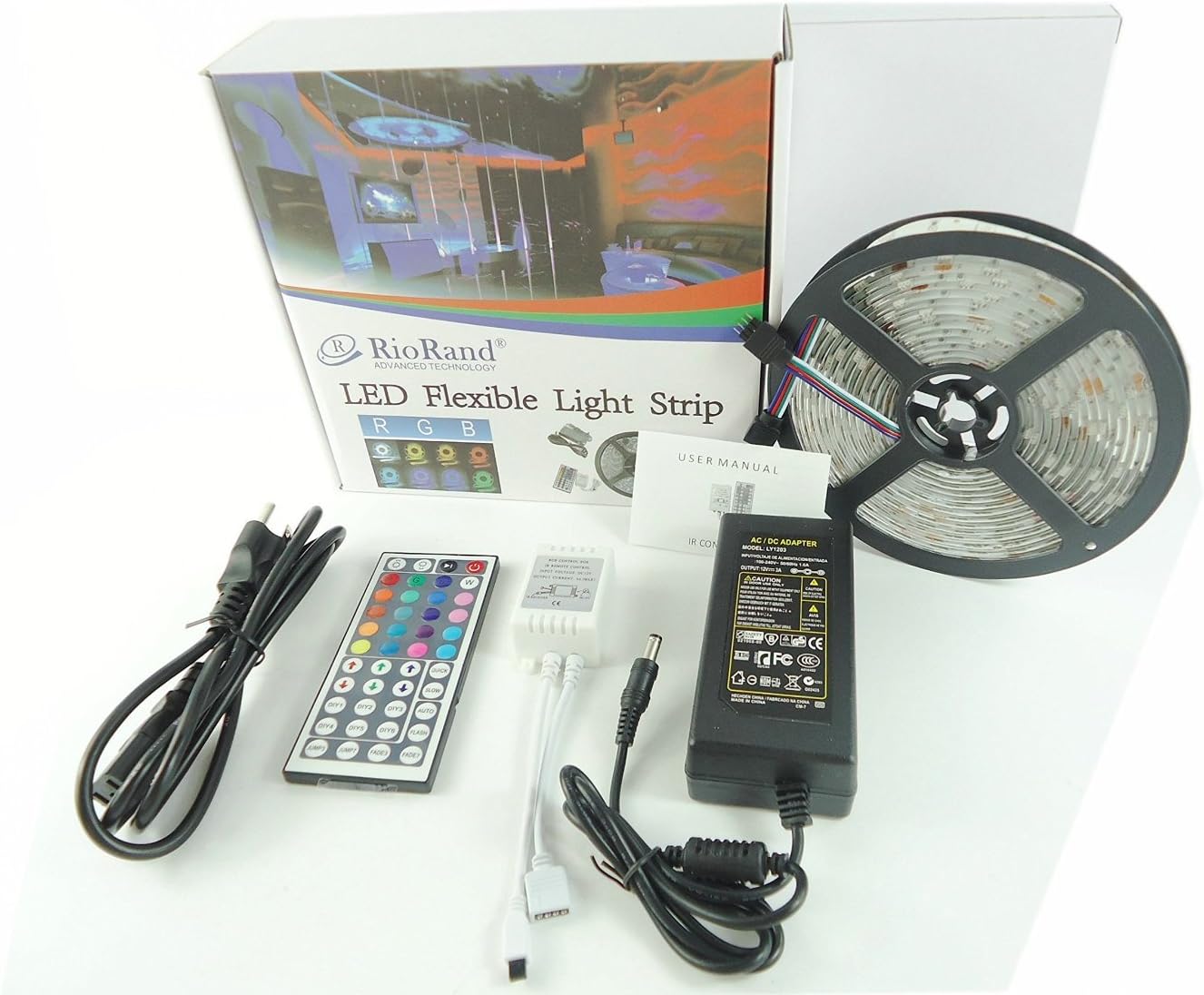 RioRand 5M Outdoor LED Strip Light 150 LEDs 16.4 Feet RGB Color Changing Kit SMD 5050 waterproof Flexible lighting