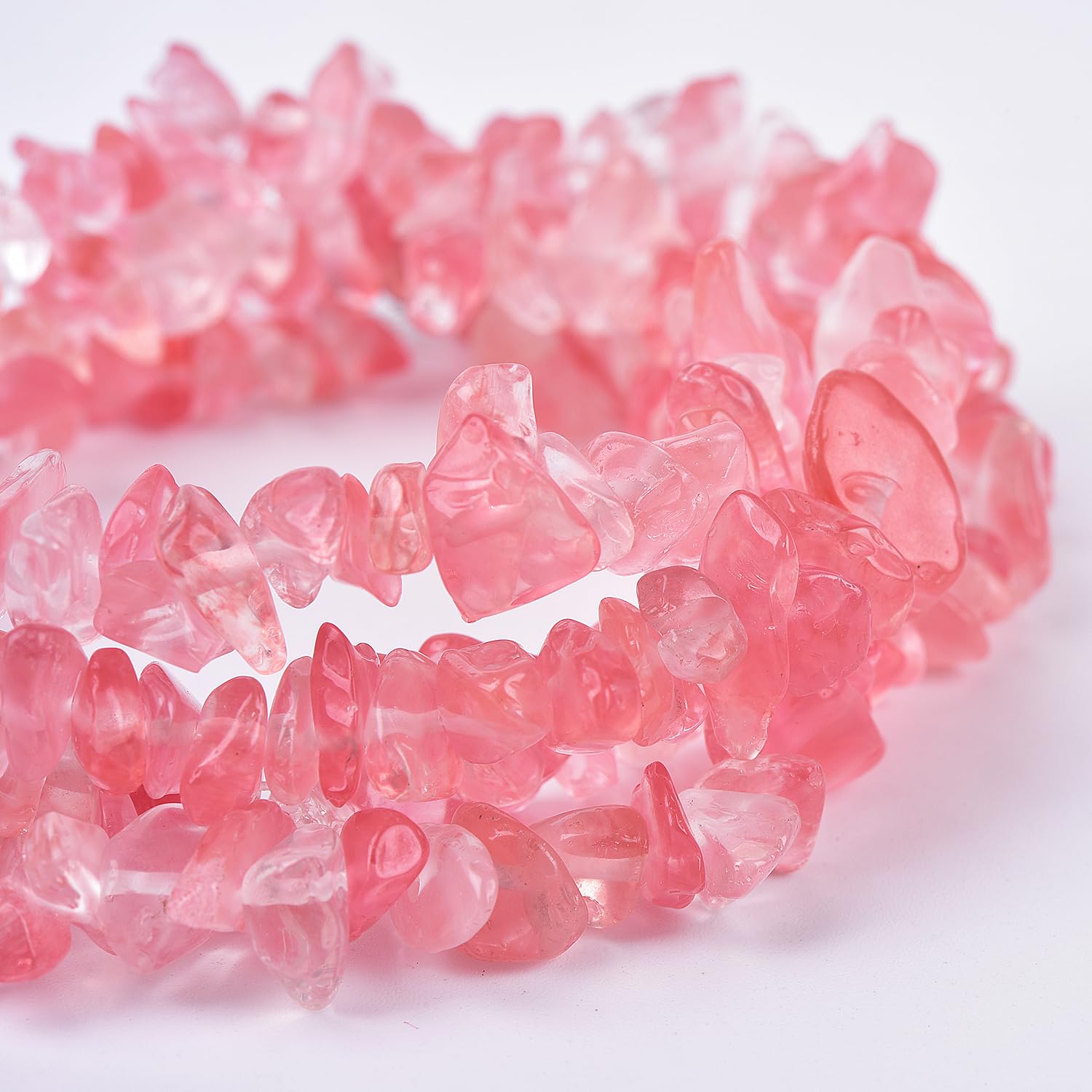 Asingeloo 5-8mm 34 inches Natural Crystal Watermelon Quartz Stone Beads for Jewelry Making Tumbled Drilled Irregular Gravel Gemstones Chips Stone Beads by Strand