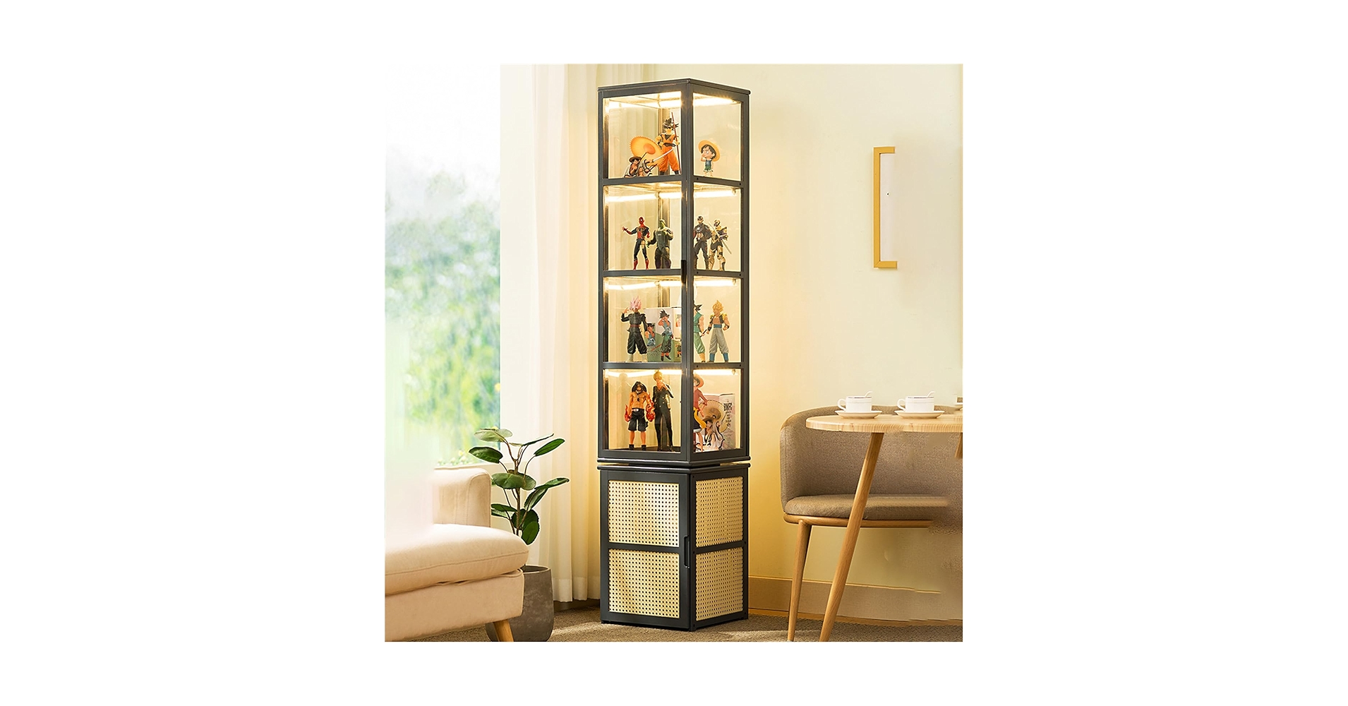 飾り棚　ガラス張り Amazon｜骨董品陳列キャビネット、アクリルガラスドア付き収納棚