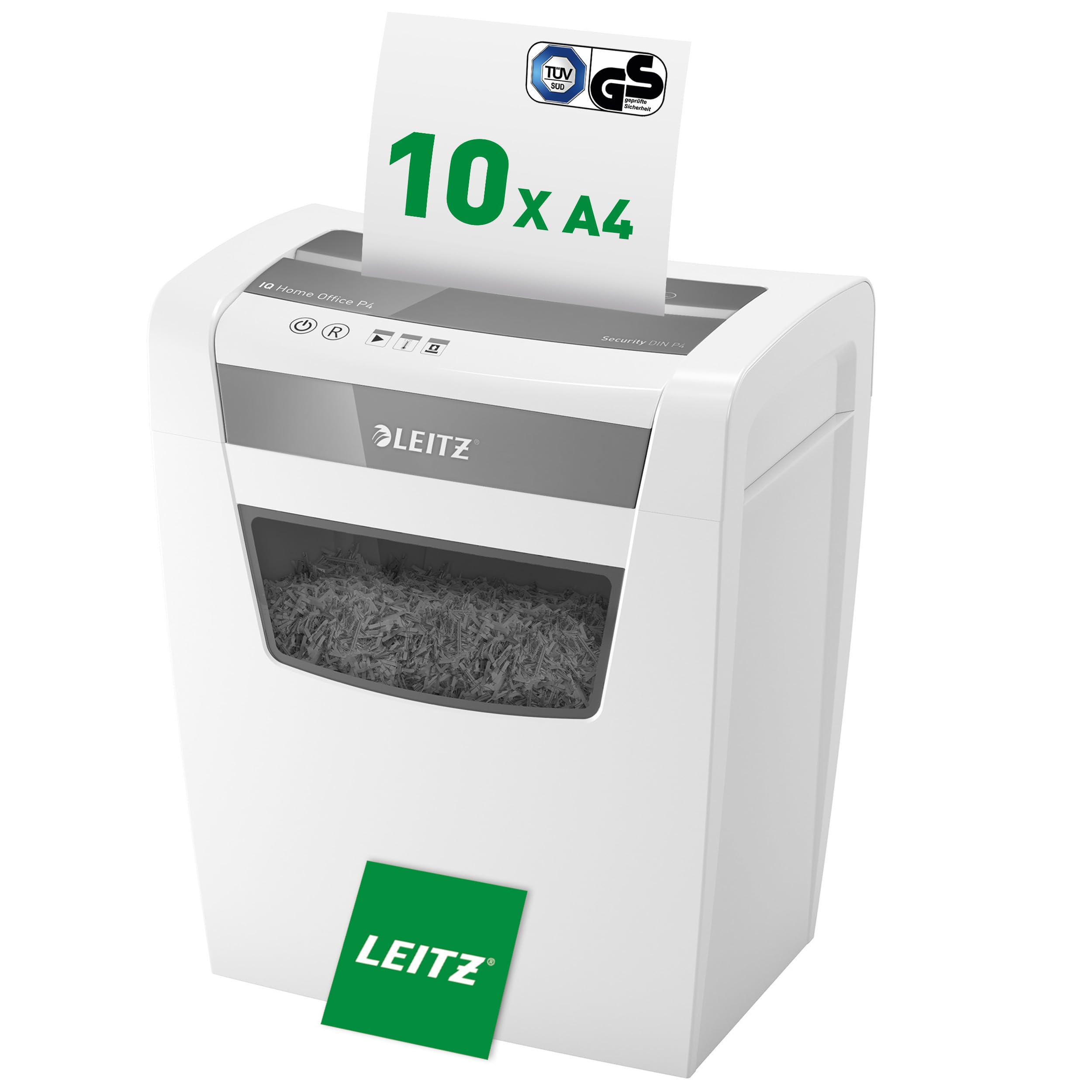 IQ Home Office Cross Cut Paper Shredder, Shreds 12-10 Sheets (70-80 gsm), 23L Bin, White, 80091000