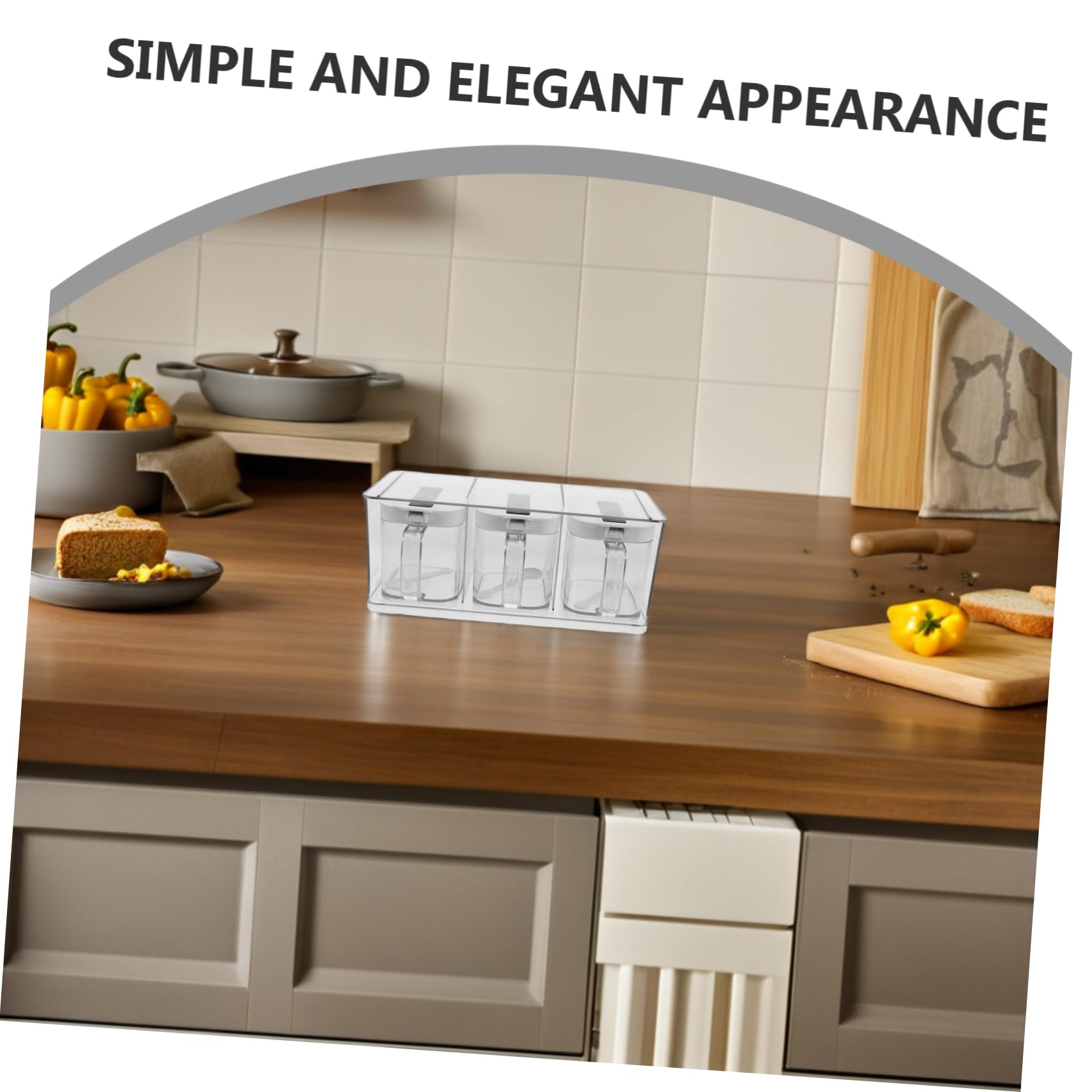 UKCOCO Boîte à Épices Transparente avec Couvercle en Pet, Rangement Multifonctionnel Mural Cuisine, Design Simple et Élégant, Set de D'assaisonnement