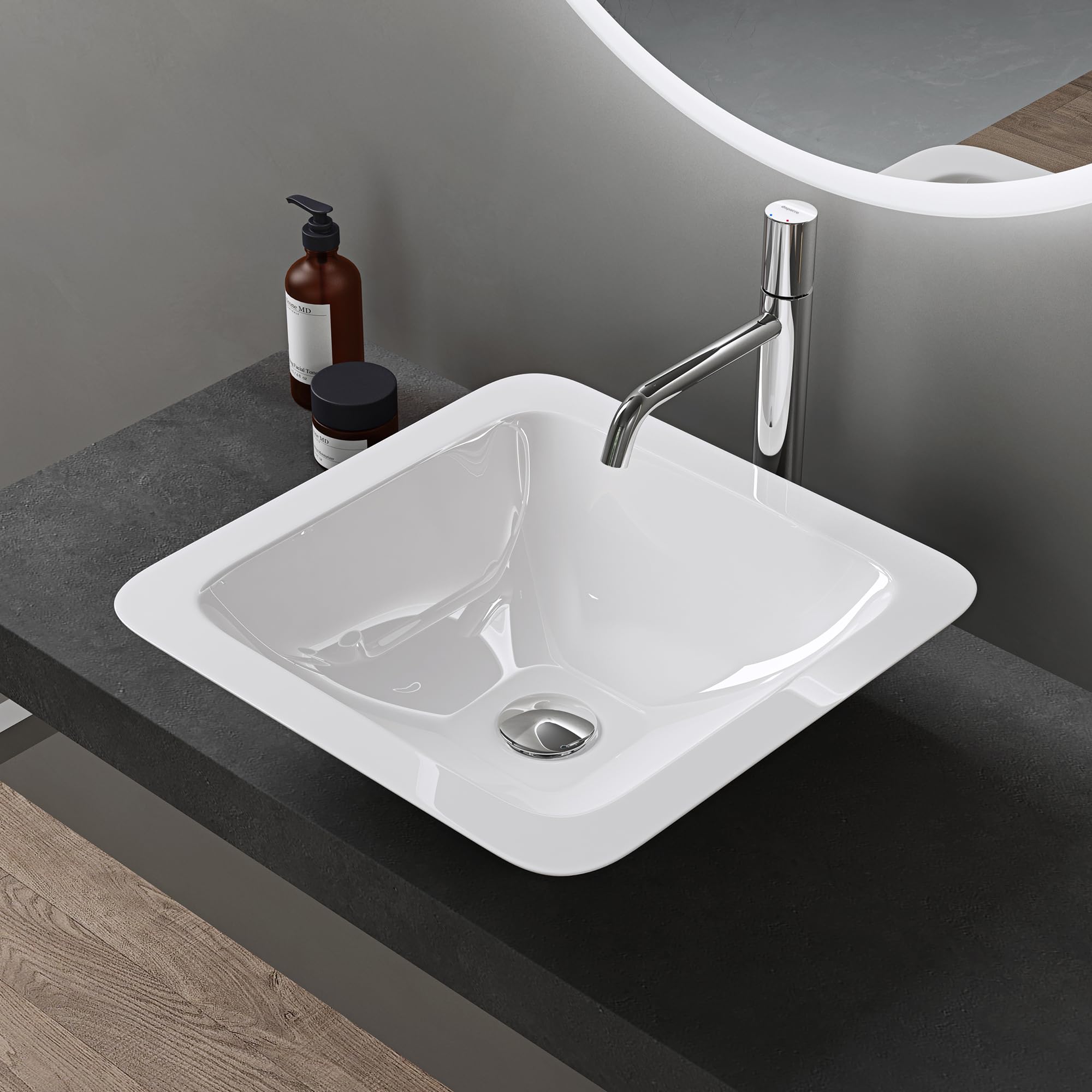 Vasque à poser carrée blanc pour créer une ambiance spa dans votre salle de bain