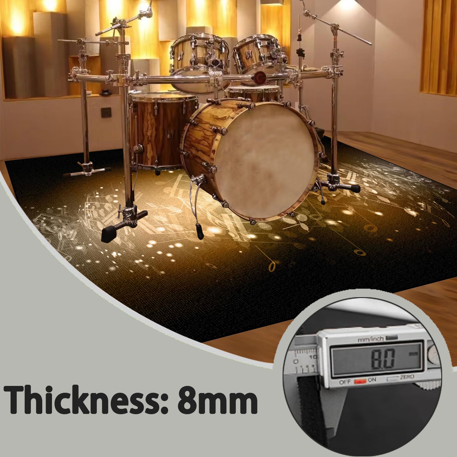 Elektroniczny dywan perkusyjny, do perkusji, jazzu, perkusji, zestaw do bębna basowego, werbla, instrumentów perkusyjnych, mata chroniąca przed hałasem, antypoślizgowy dywanik bębnowy, 140 x 100 cm