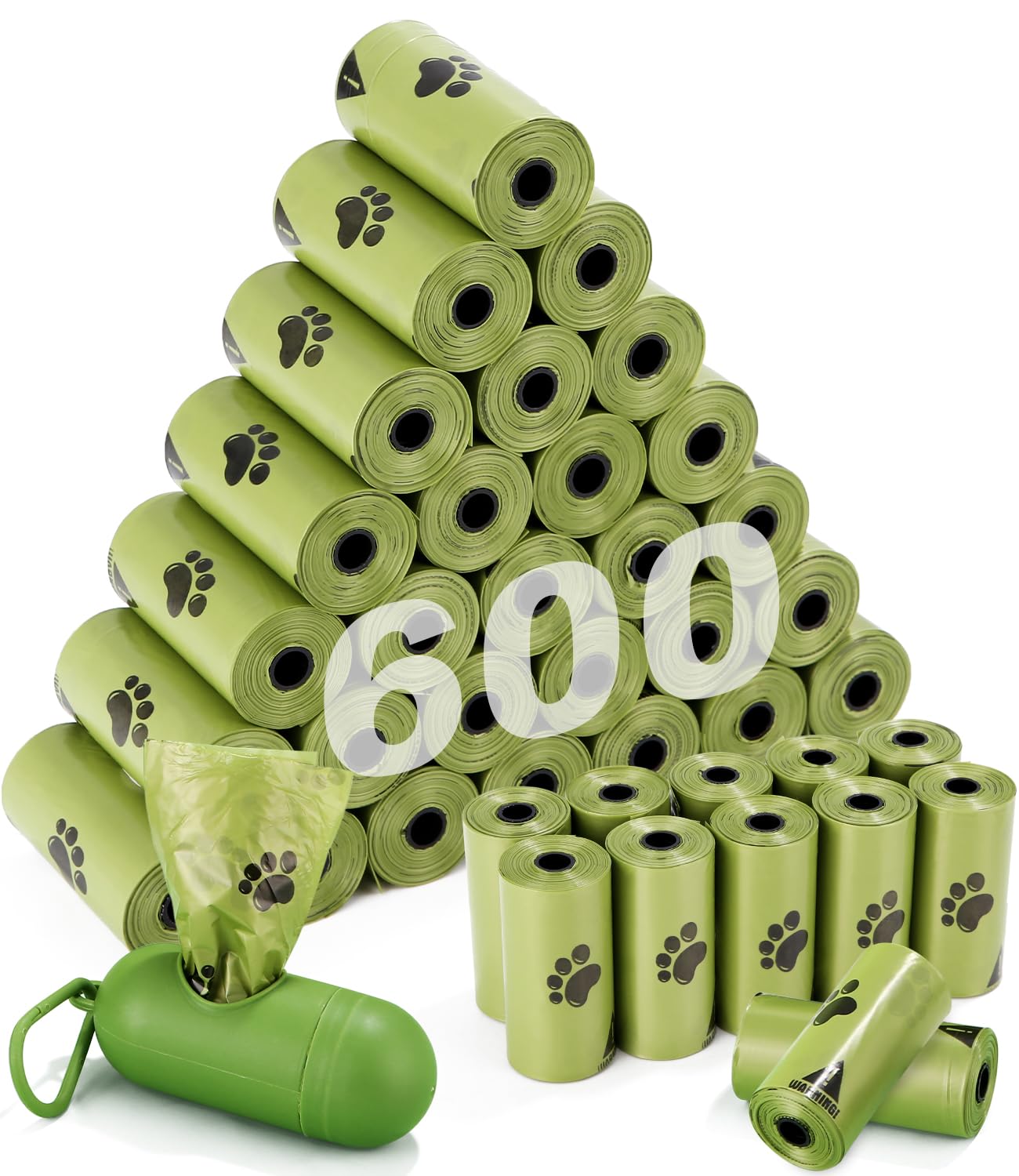 SOSINYA Sacchetti Cane Biodegradabili Sacchetti per bisogni dei cani, con dispenser distributeur, Senza profumazione,Extra Spesso, a prova di Perdite, Pet Bag (40 rotoli / 600 unità) (A)