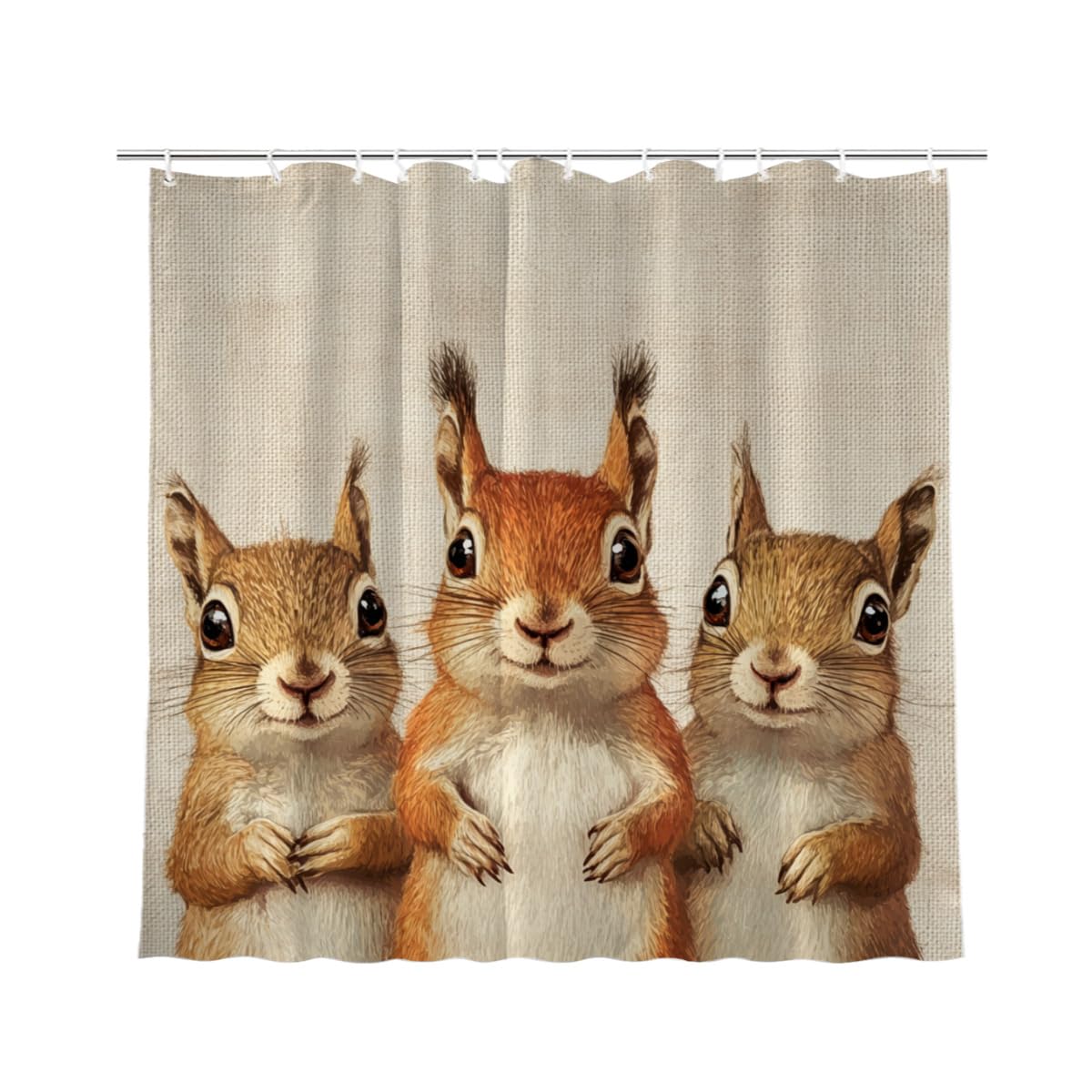 KEEPAEON Funny Squirrel Bath Shower Curtain, Bathroom Curtain Washable Cloth Kids Shower Curtain Sets with 12 Hooks for Bathroom Decor, 72"x72"