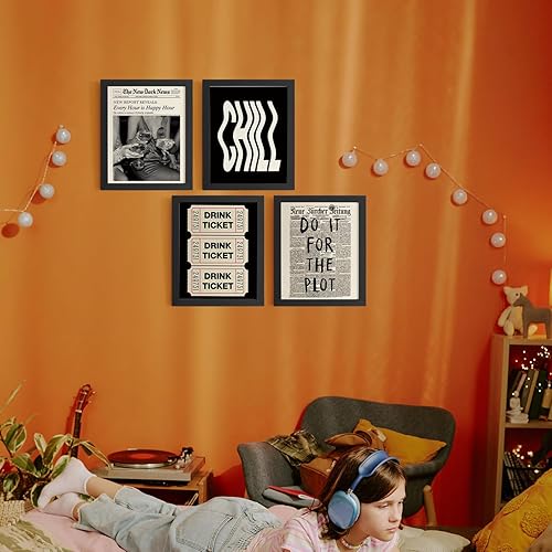 Miniatura 5 de DSHFG Juego de 4 impresiones artísticas de pared retro de moda de bar Y2K, decoración de pared de carrito de bar, póster para bebidas y boletos para