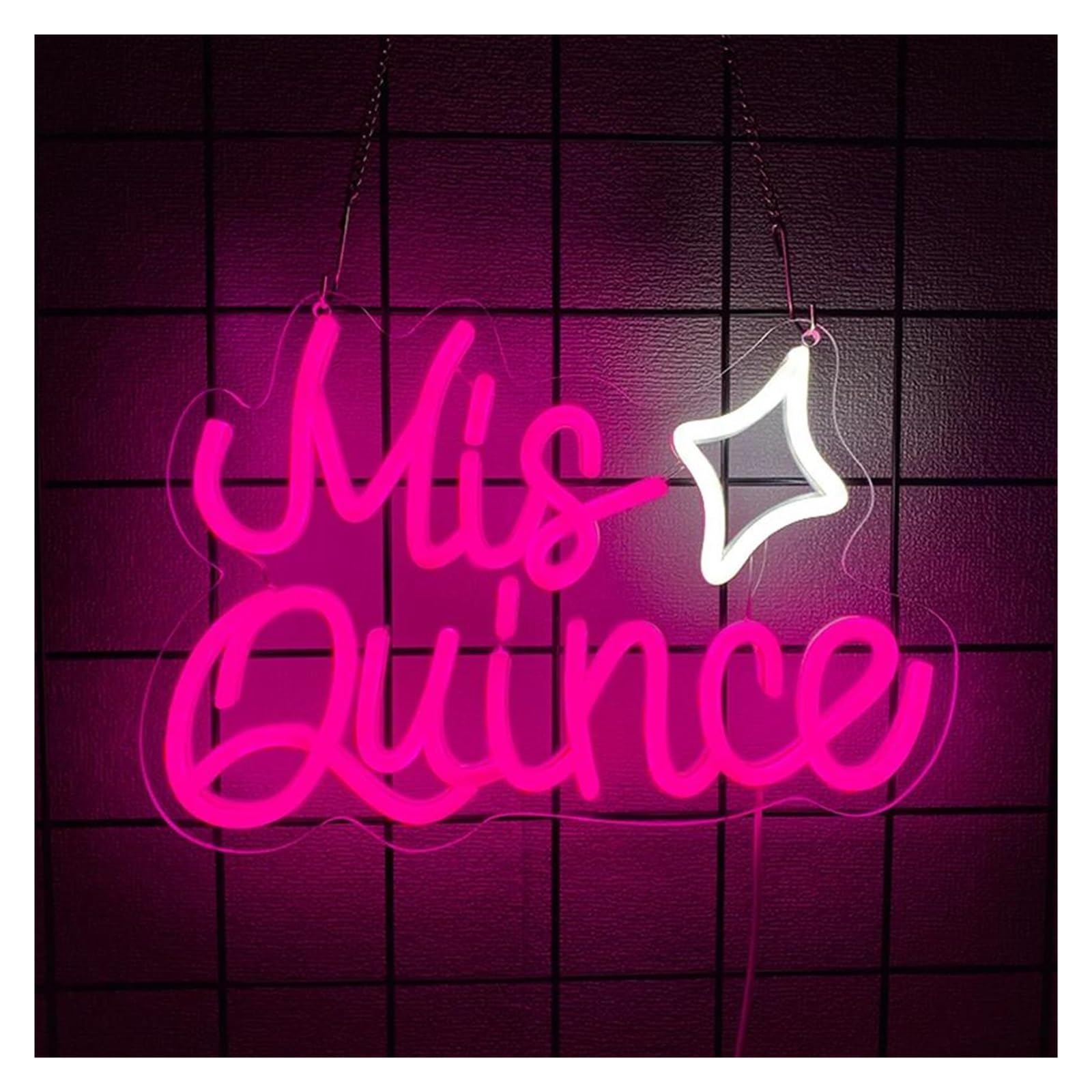 LEMST Sign Lamp Mis Quince Neon Sign LED Light Dimmable for Bedroom Preppy Room Birthday Party Wall Decor USB Powered Illuminated Lamp 35cmx24cm/13.78inx9.45in