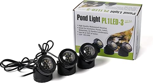 Jebao PL1LED-3PS Luz LED sumergible para estanque con sensor de fotocélula, 2.25" x 3", rojo, azul, verde y amarillo