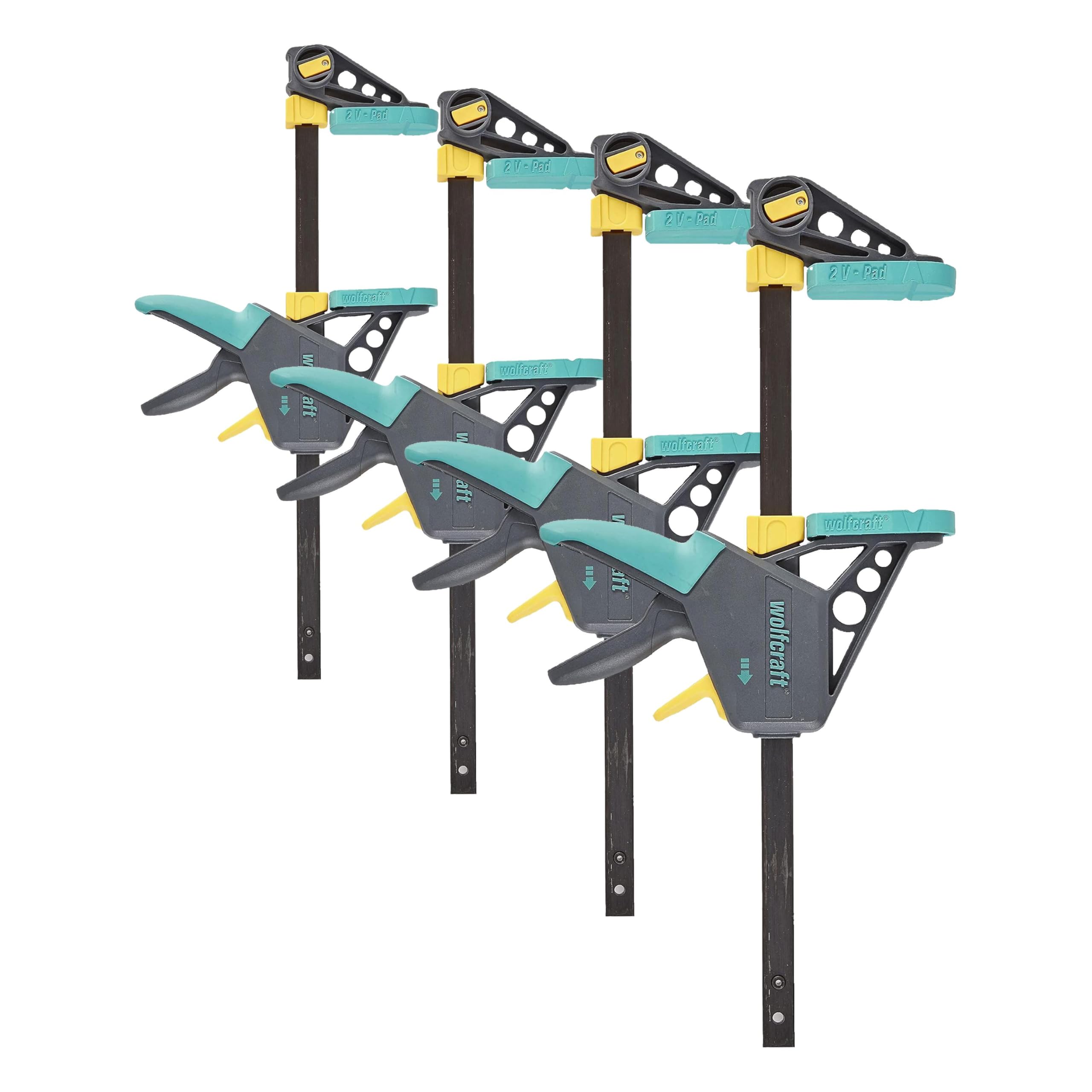 wolfcraft 3031000 - Serre-Joint à une main EHZ PRO 100-300 - Saillie 100 mm - Ouverture 300 mm - Force de serrage 120 kg (Lot de 4)