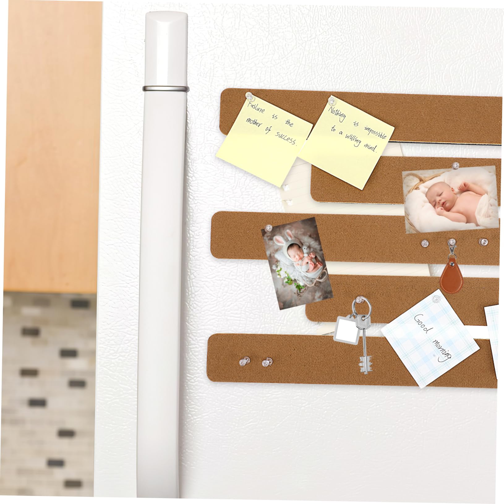 OFFSCH 6pcs Felt Board Strips Wall Decor Push Pin Set Self Adhesive Tack Board for Office