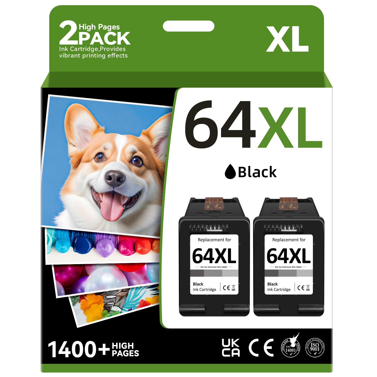 64XL Ink Cartridge Compatible for HP 64XL Black Ink Cartridge Compatible forHP Ink 64 Fit for Envy Photo 7855 7858 7100 7155 7120 6252 7800 7158 Envy