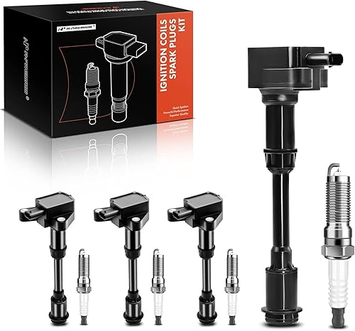 A-Premium Juego de 4 bobinas de encendido y bujías de iridio compatibles con Ford Escape 2013-2016, Fusion 2013-2014, Fiesta 2014-2019, Transit