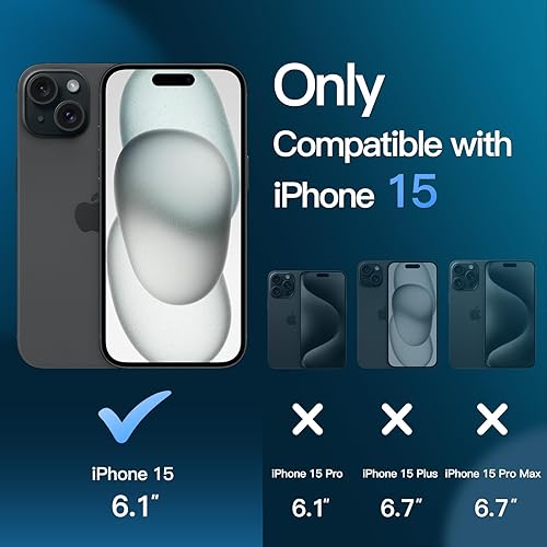 Miniatura 2 de JETech Funda magnética 3 en 1 para iPhone 15 de 6.1 pulgadas con 2 protectores de pantalla de vidrio templado, compatible con MagSafe, funda