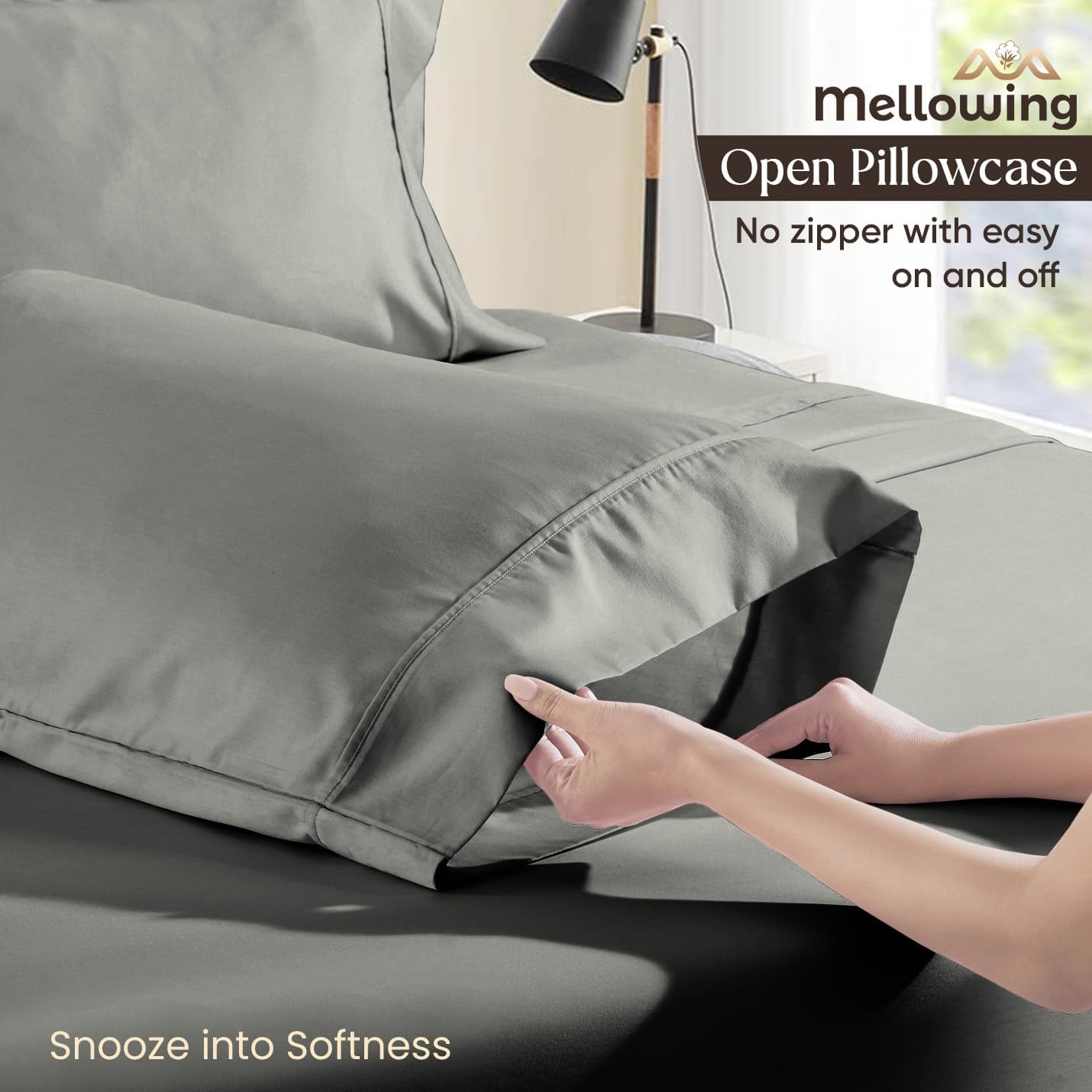 Mellowing Queen Sleeper Sofa Bed Sheet Set with 6-8 Deep 4 Piece Bedding Set Luxury 100% Cotton 600 Thread Count Sheets Set for Pull Out Sofa Bed 60x74 Dark Grey
