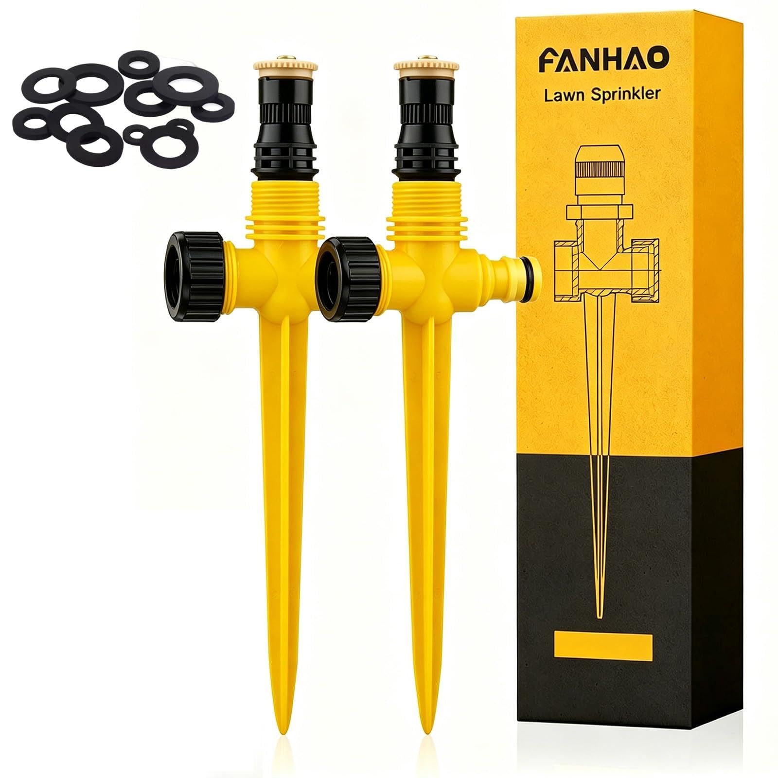360° Rotation Auto Irrigation System, Grass Watering Sprinkler, Garden Lawn Sprinkler Patio for Watering Lawn Plants Flowers Veggies Grass Lawn Plants (G,2PC-A)