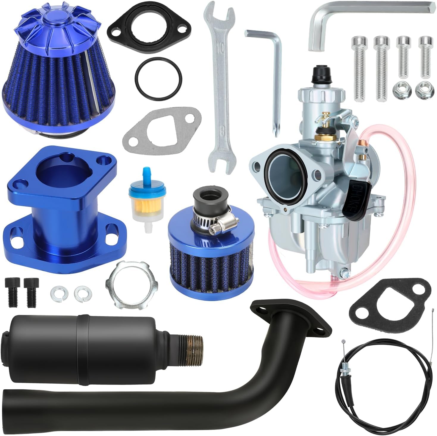 YOXUFA VM22 Carburetor Muffler Stage 1 Assembly for Predator 212cc 196cc 200cc Coleman CT200U-EX BT200X Baja Warrior MB200 GX160 Small Engine Mini Bike Go Kart Parts