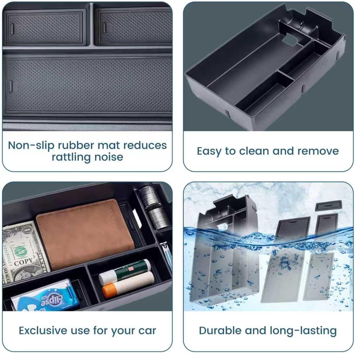 Bronco Sport Console Organizer Compatible with 2021-2025 2026 Ford Bronco Sport Center Console Organizer Tray and 2021-2026 Ford Bronco Sport Console Armrest Cover Pad with Storage Pockets