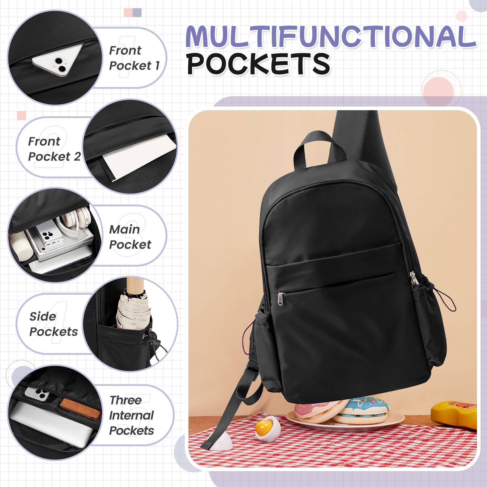 HYC00 Zaino Scuola Superiore Ragazza,Zaino da Scuola Media Ragazzo Zaino Università Leggero Resistente all'acqua College Casual Daypacks, Zaino PC 14 Pollici Zaini Scuola Cartella Adolescente