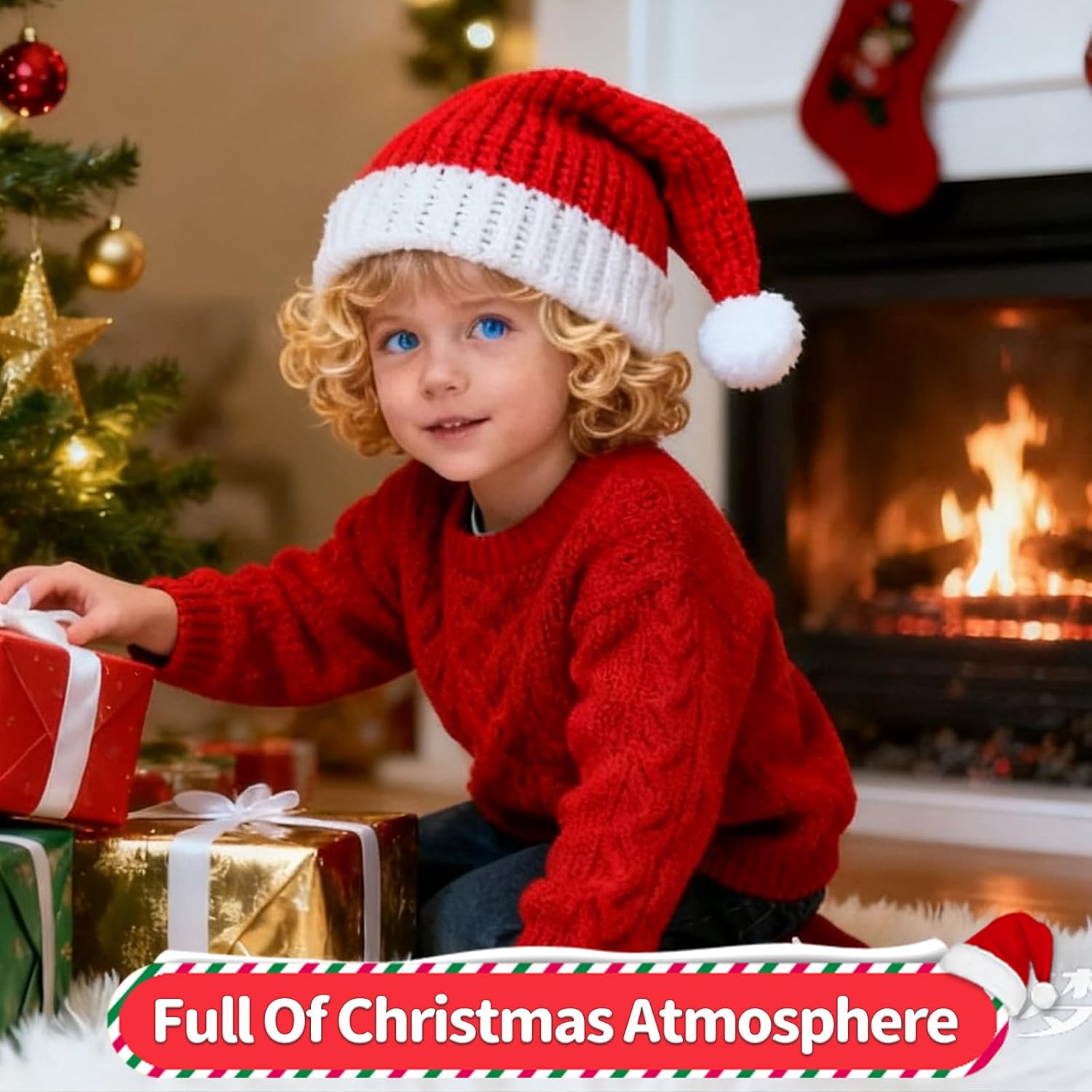 NICOWARM 20PCS Christmas Knitted Hats With Pompom, Christmas Hats, Santa Hat for Adults Teens, Crochet Beanie Caps for Women Men, Winter Caps for Festive Party, Perfect for XMAS Party