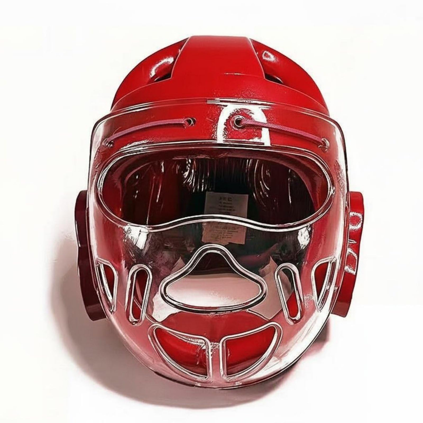 Casco Karate Guantone Protezione Testa Arti Marziali Schiuma NBR Visiera Trasparente Ventilato Regolabile Adatto per Difesa Allenamento Competizione Bambini Adulti