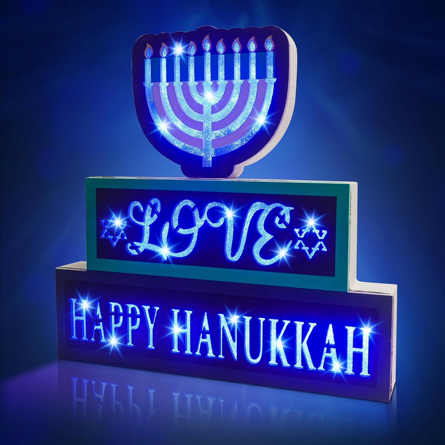 Dehoxara Hanukkah Lighted Decorations Love Happy Hanukkah
