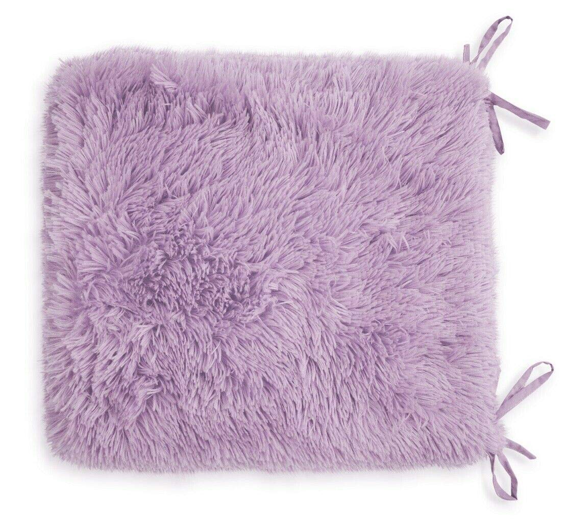 Nightzone Lilac Teddy Fleece Chair Pads Soft & Snug Fur With Reversible Plain Sherpa Teddy Fleece Seat Pads Removable Dining Garden Chair Cushion Luxury Super Soft Fluffy Fur Seat Pads With Ties Backs (4, )