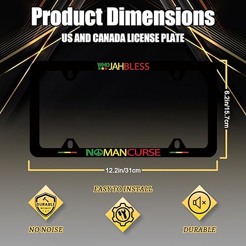 Miniatura 2 de Marco de matrícula con bandera de Jamaica, diseño de bandera retro, colorido acero inoxidable a prueba de óxido, personaliza divertida decoración de