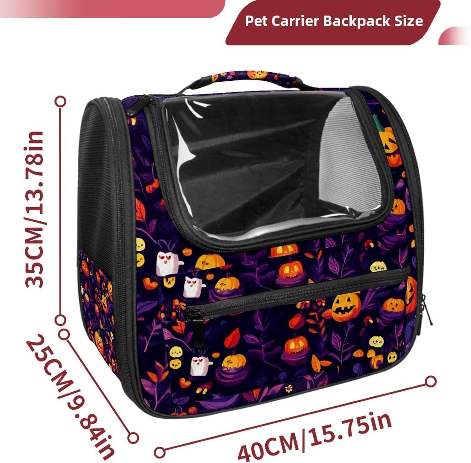 Portable Travel pet Backpack Carrier Hamster Bag Small Dog cat Carrier Breathable Hang Bag, Halloween