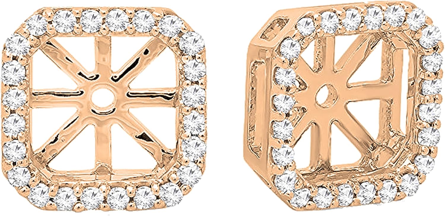 Dazzlingrock Collection 0.26 Ctw Round White Natural Diamond Removable Jackets For Stud Earrings in Real Solid Gold