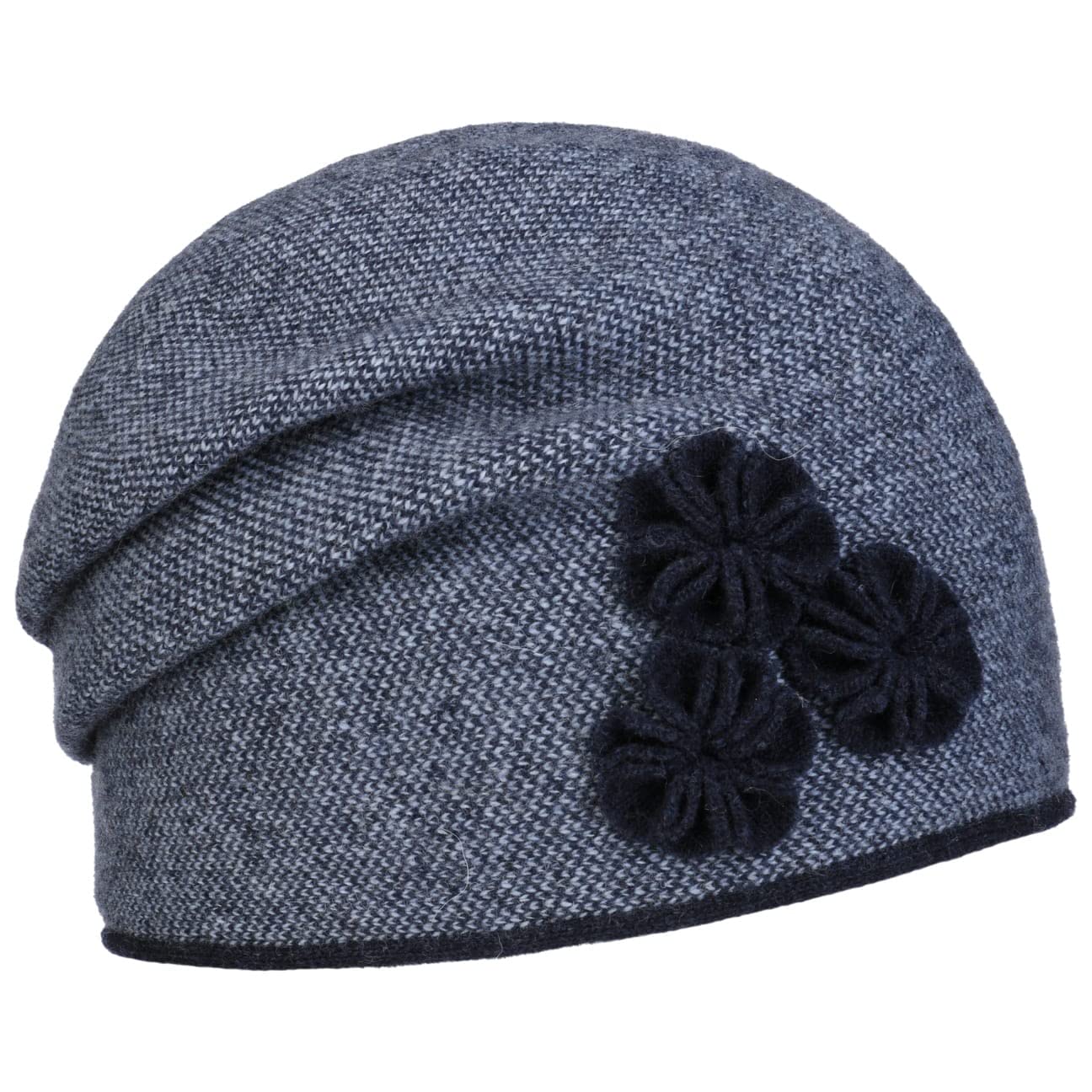 fiebig Berta Strickmütze | Beanie Mütze aus Wolle mit Raffung für Damen | Feinstrick Qualität Made in Europe