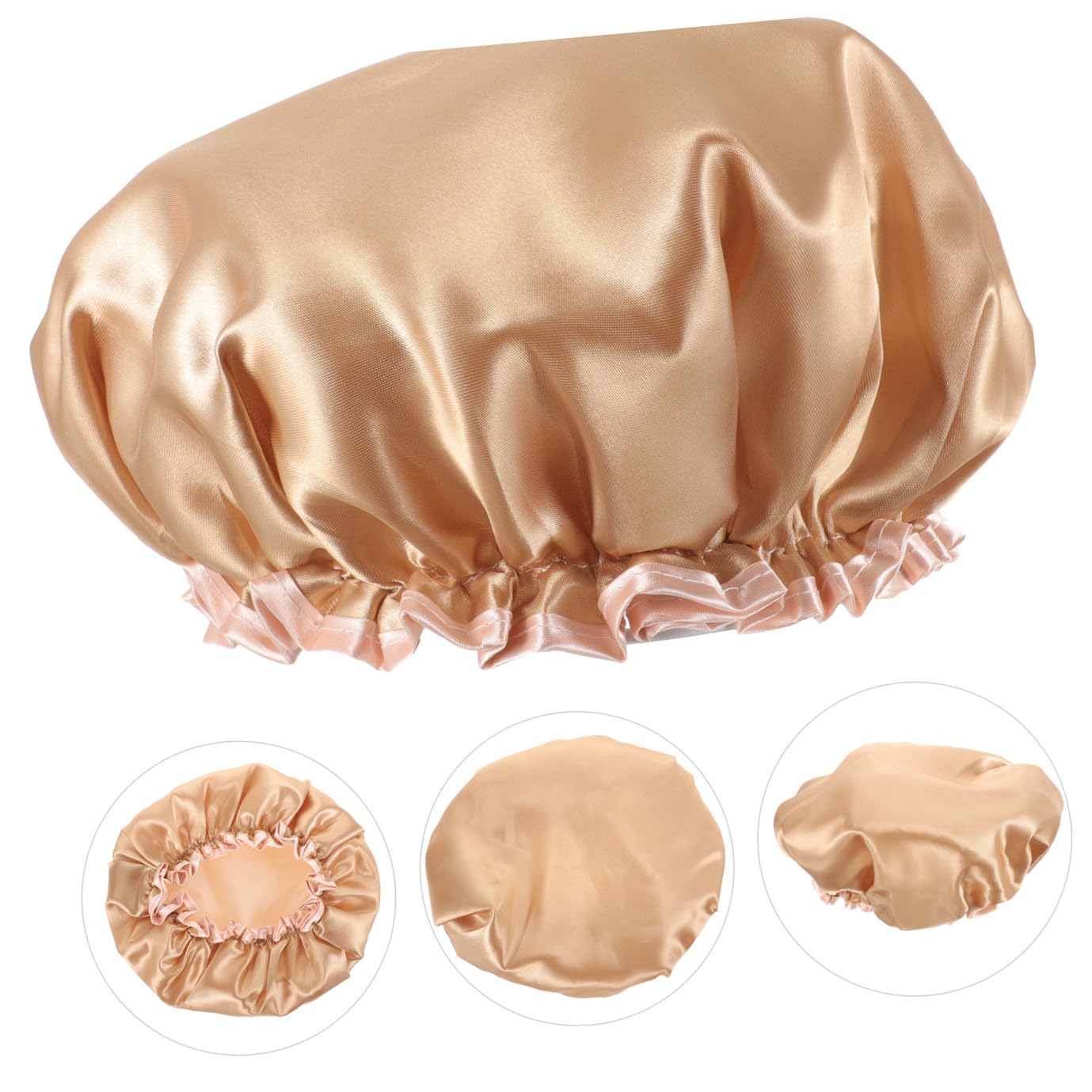 Healeved 4piezas Gorro De Ducha Para Mujeres Gorro De Baño Reutilizable Banda Elástica Capucha De Ducha Transpirable Para Pelo Para Sauna y Spa Color Champán