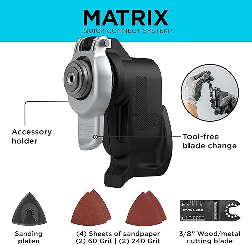 Miniatura 3 de BLACK+DECKER MATRIX - Accesorio multiherramienta, oscilante, cambio rápido de hoja para múltiples necesidades de herramientas, incluye estuche de