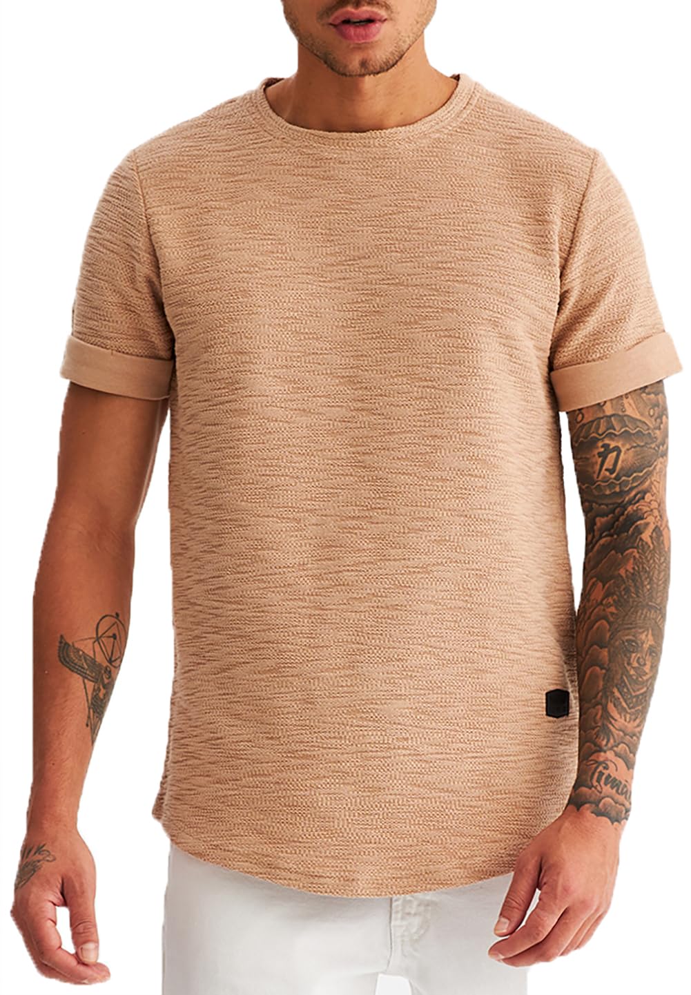 Leif Nelson T-Shirt Herren Sommer Rundhals-Ausschnitt - Regular Fit Männer T-Shirts 100% Baumwolle Kurzarm