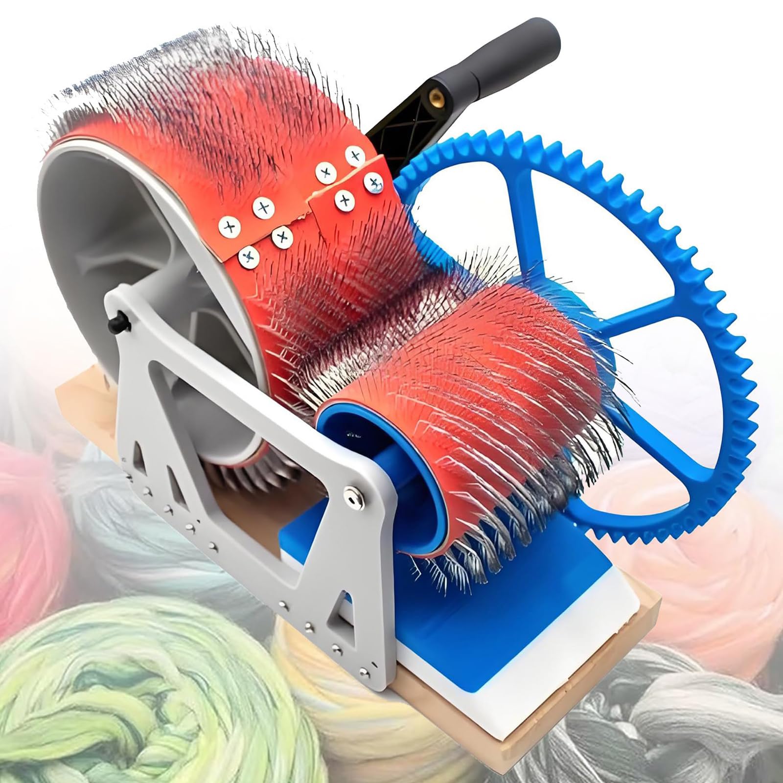 Jybnbbe Size_name Manual Drum Carder For Wool, Fibre Carding Machine For Spinning, Felting & Colour Blending, Diy Craft Tool (B)