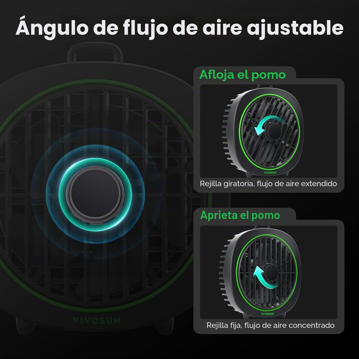 VIVOSUN AeroWave D4 Ventilador Grow de Pinza 10 cm con Gancho, 3 Velocidades, Flujo de Aire Potente y Silencioso, Ángulo Ajustable para Hidroponía y Refrigeración, Pack de 1