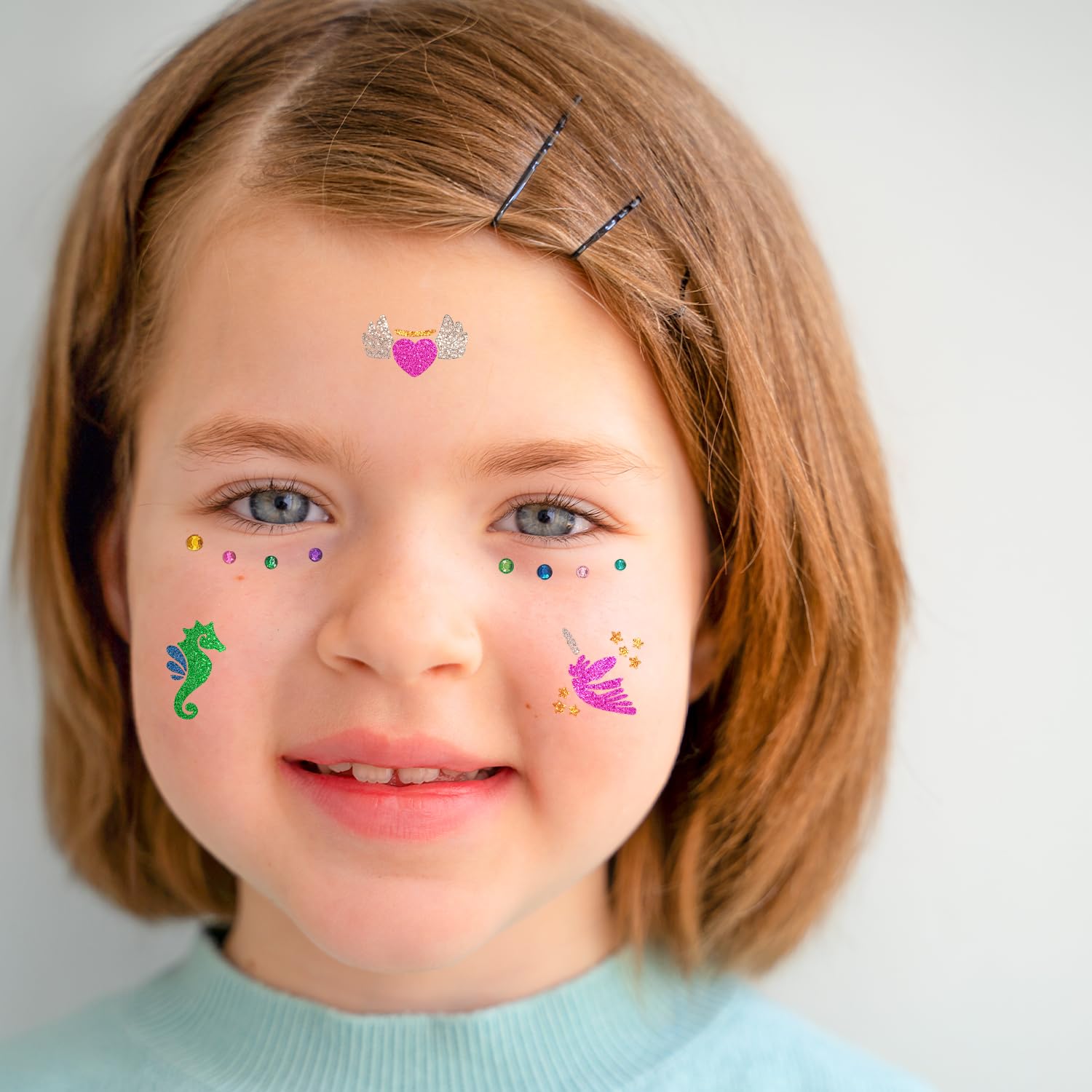 Tattoostiften, 6 kleuren glitterset voor kinderen, glittertatoeage voor