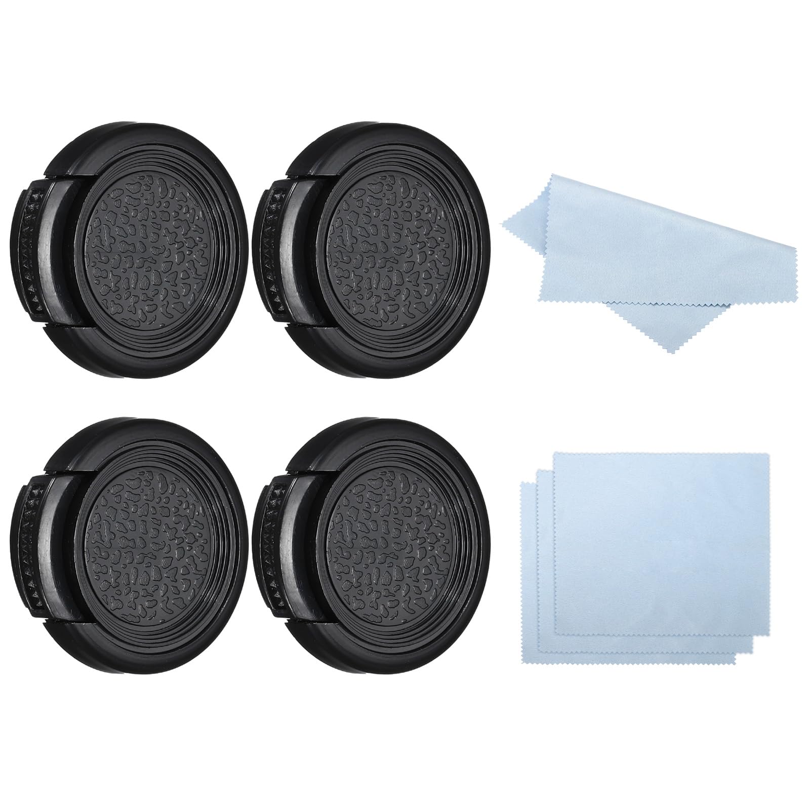 PATIKIL 27mm Lens Cap, 4 Pack Sides Pinch Snap Camera Lens Cover for Front Lens with Cloth, Suitable for 27mm Thread Universal DSLR Lenses, Black for