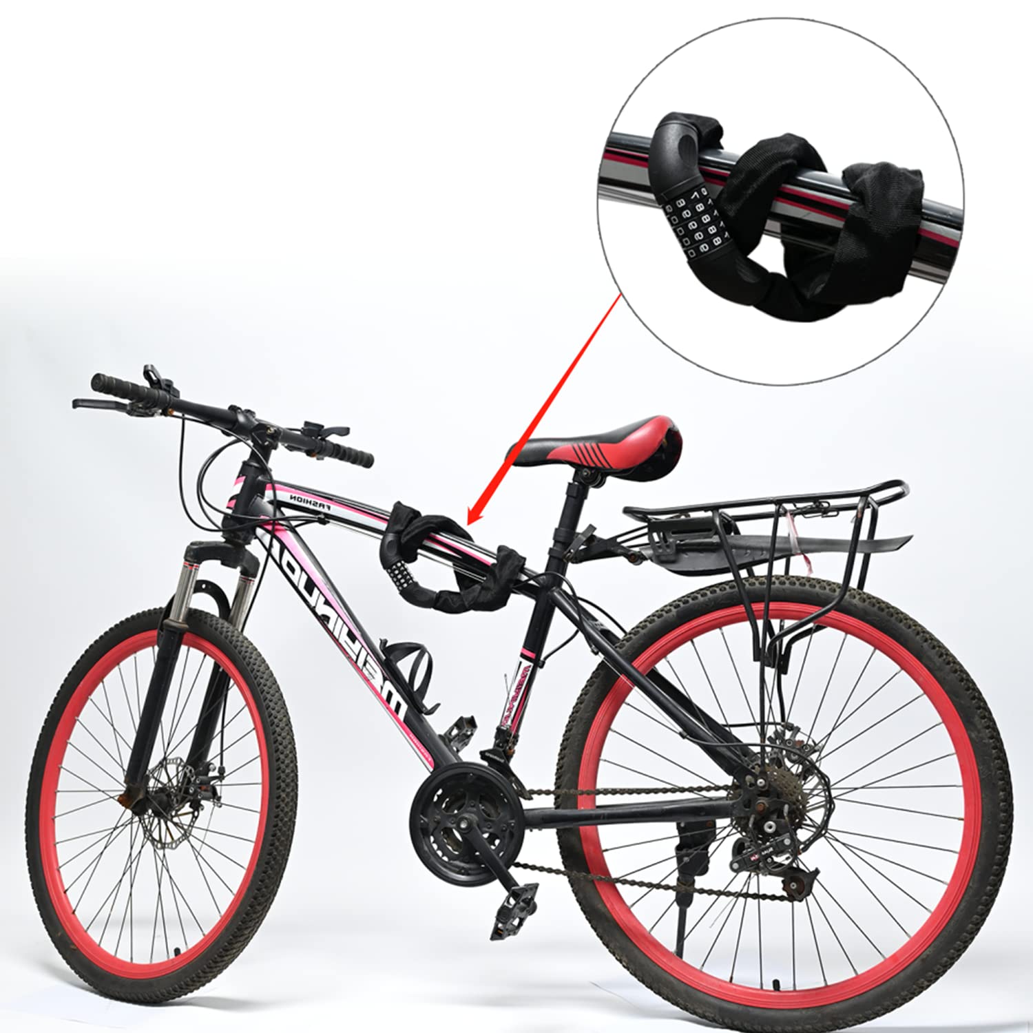 Lucchetto Pieghevole Bici - Combinazione 4 Cifre, 85 Cm, Antifurto - Foto 6