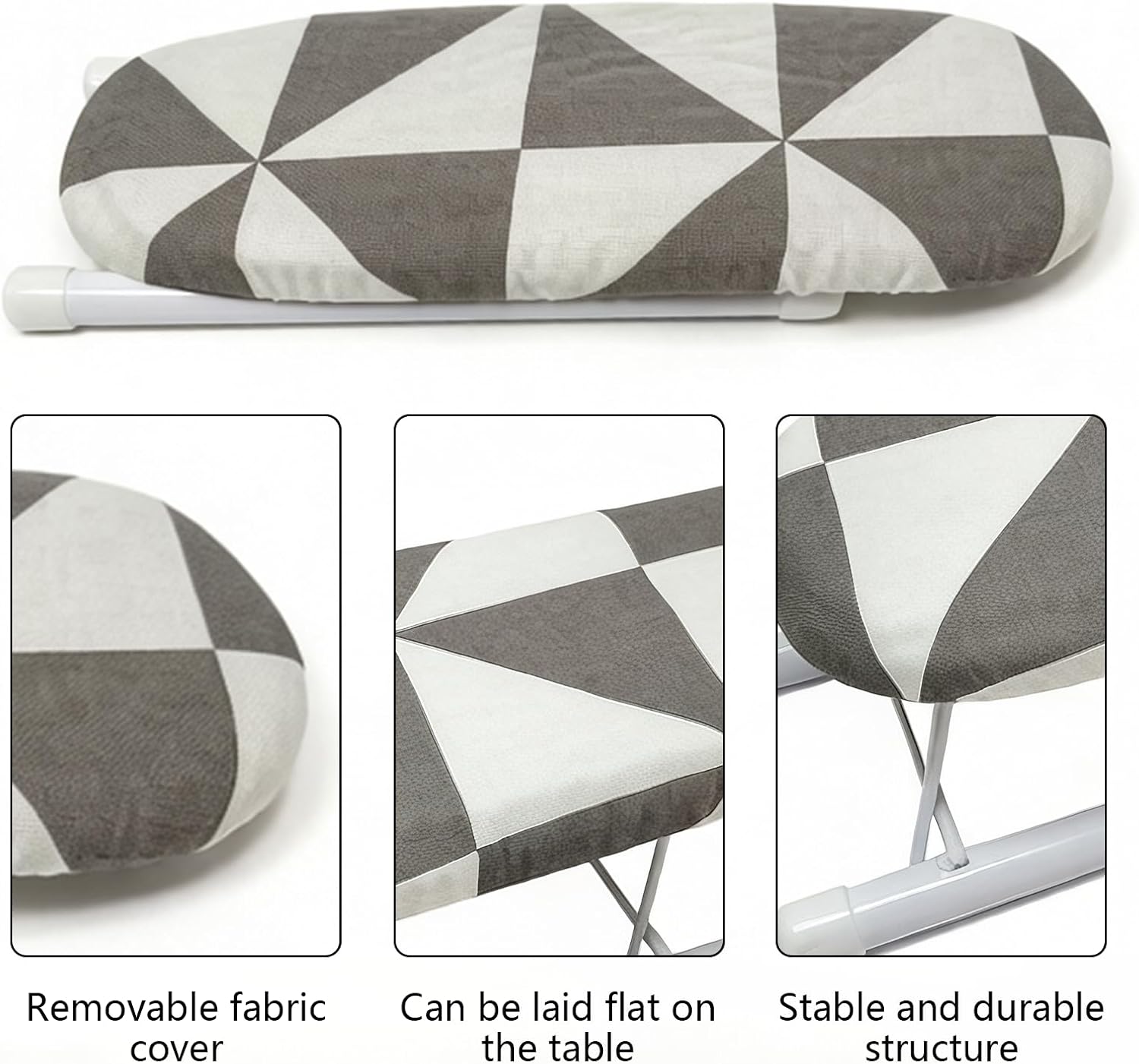 Mini Ironing Board, 10 Inch Portable Clothes Folding Board, Grey | Carbon Steel Frame, Stable Structure, Fade-Resistant Cove, Foldable Portable Design
