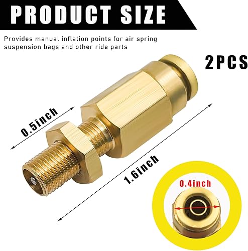 Miniatura 8 de Sylvil 4 válvulas de inflado, válvula de inflado de aire de latón de 14 pulgadas con empuje para conectar para tubería de línea de aire de 14